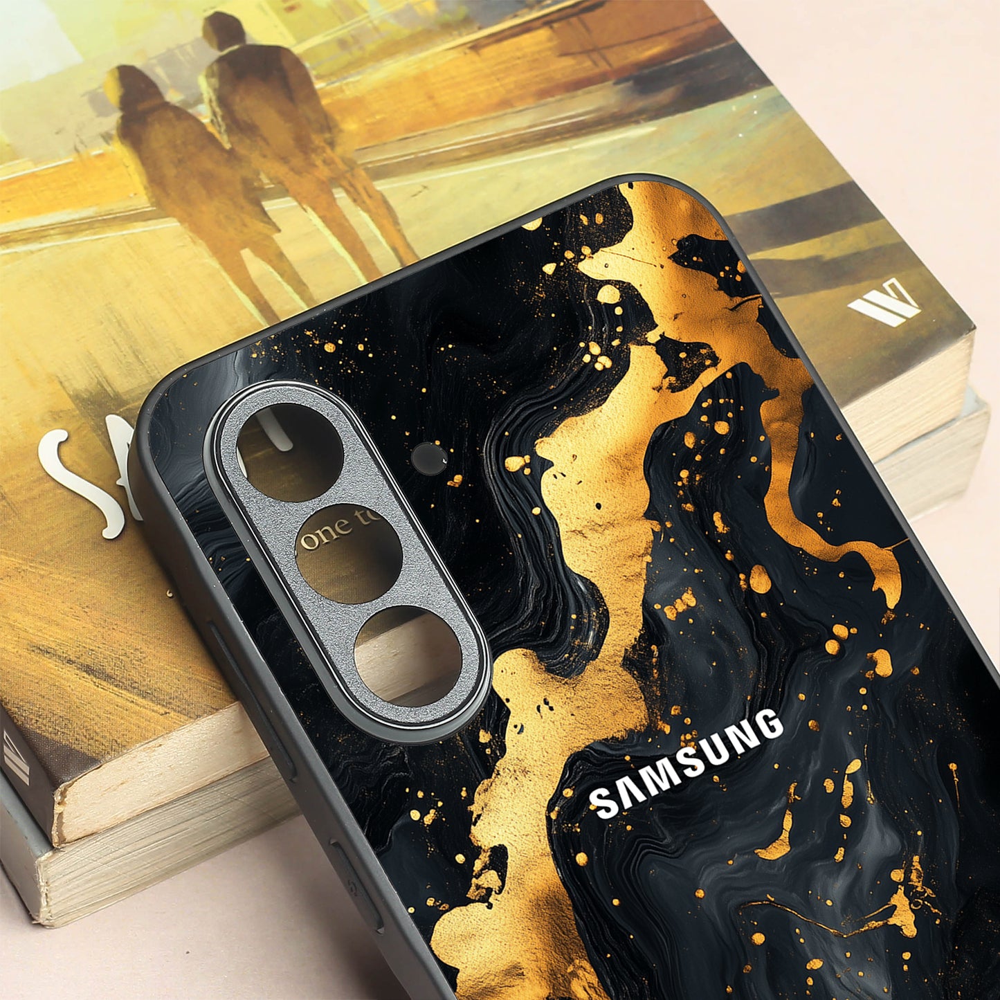 Black Gold Blaze metal back case for Samsung A56