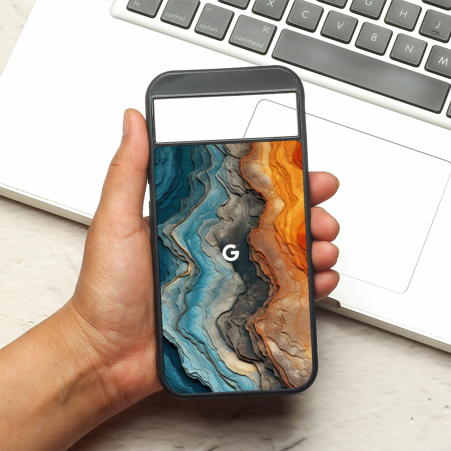 Layered Marble metal back case for Google Pixel 8