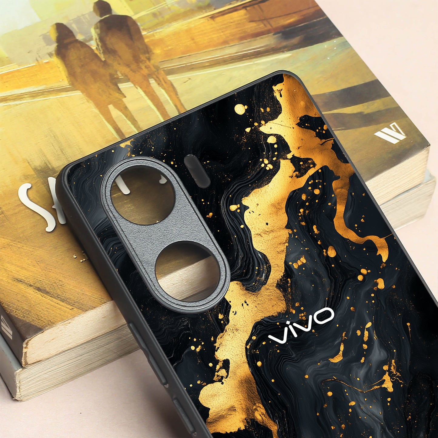 Black Gold Blaze metal back case for Vivo V29e