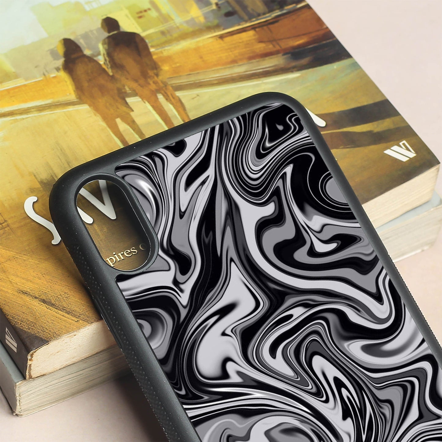 Blackout Marble metal back case for Apple Iphone Xs Max