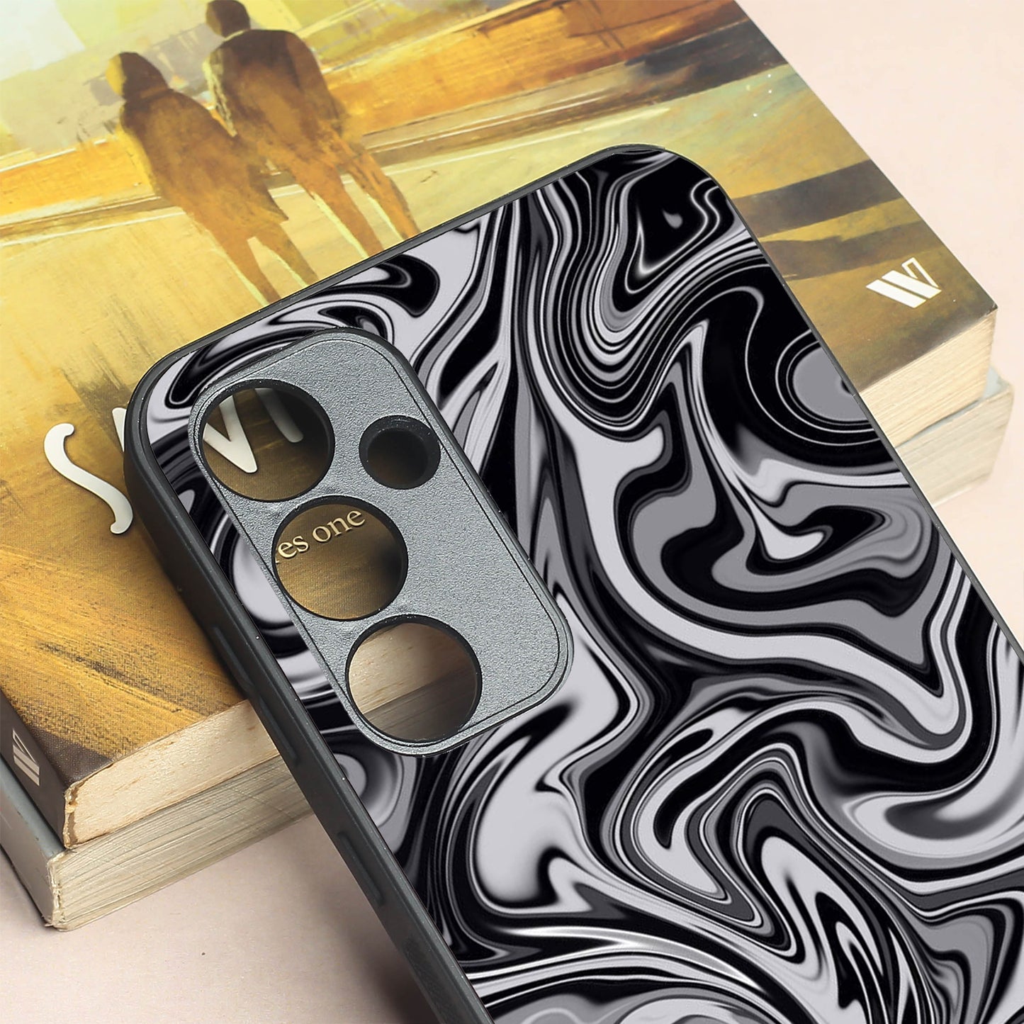 Blackout Marble metal back case for Samsung A35