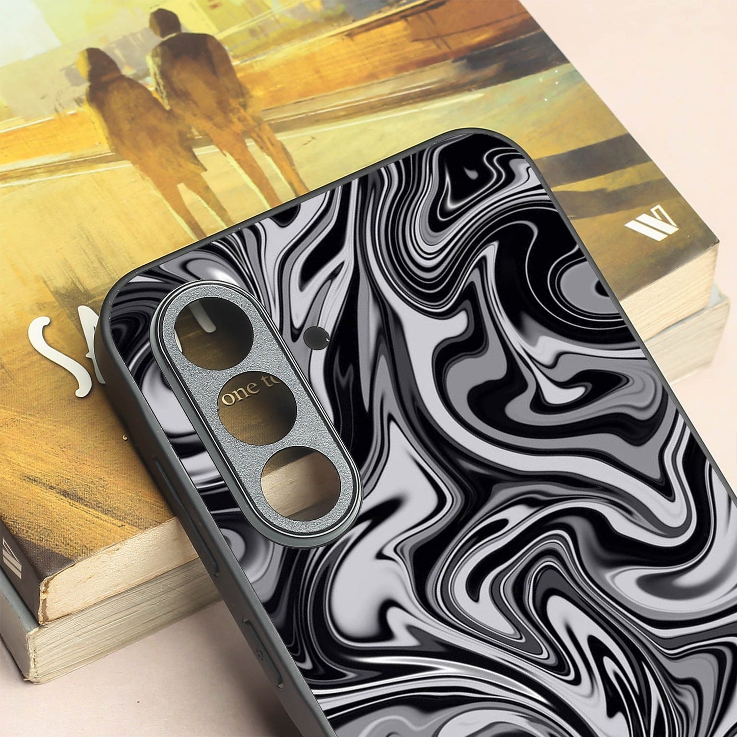 Blackout Marble metal back case for Samsung A55