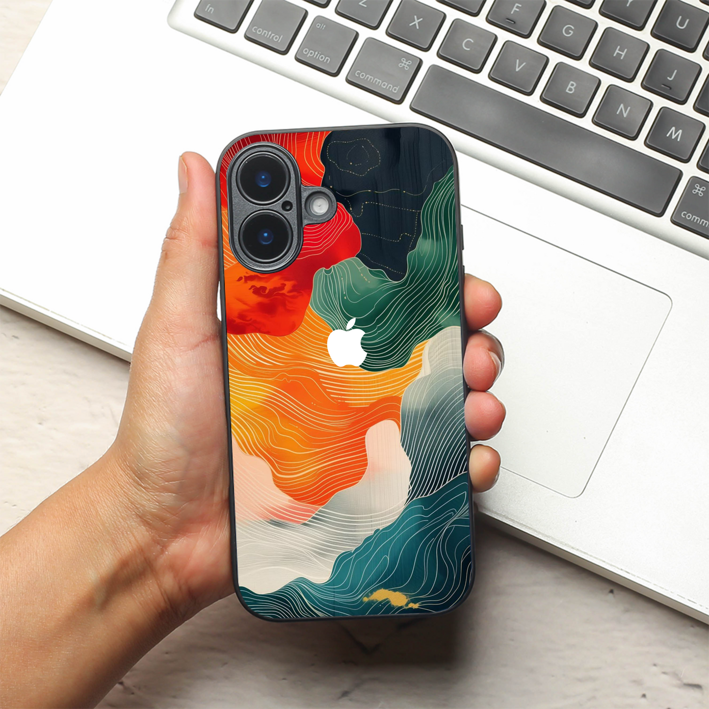 Cosmic Tides metal back case for Apple Iphone 16
