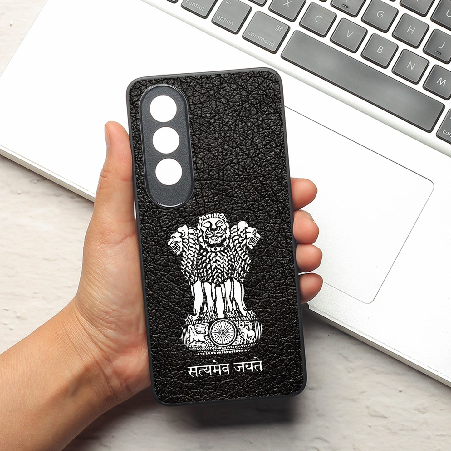 Black Satyamev Jayate metal back case for Oneplus Nord CE 4