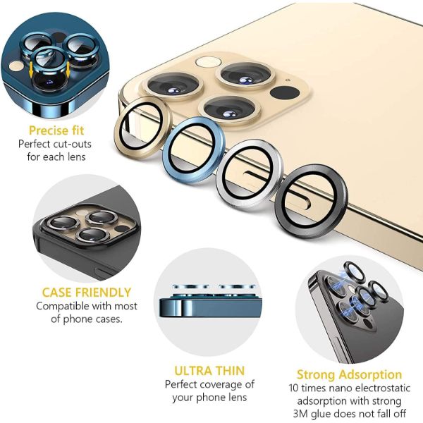 Golden Metallic camera ring lens guard for Apple iphone 15 Pro