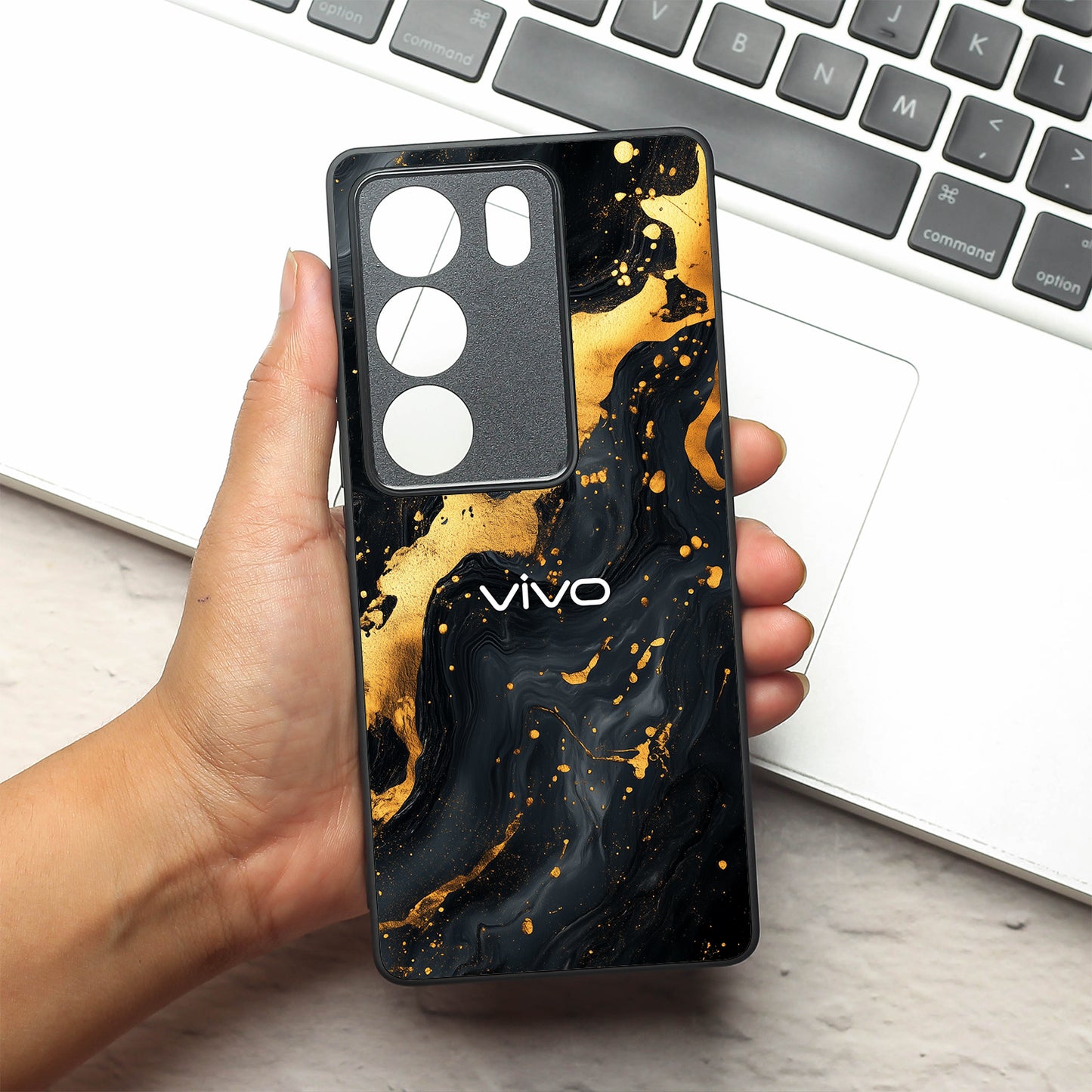 Black Gold Blaze metal back case for Vivo V29