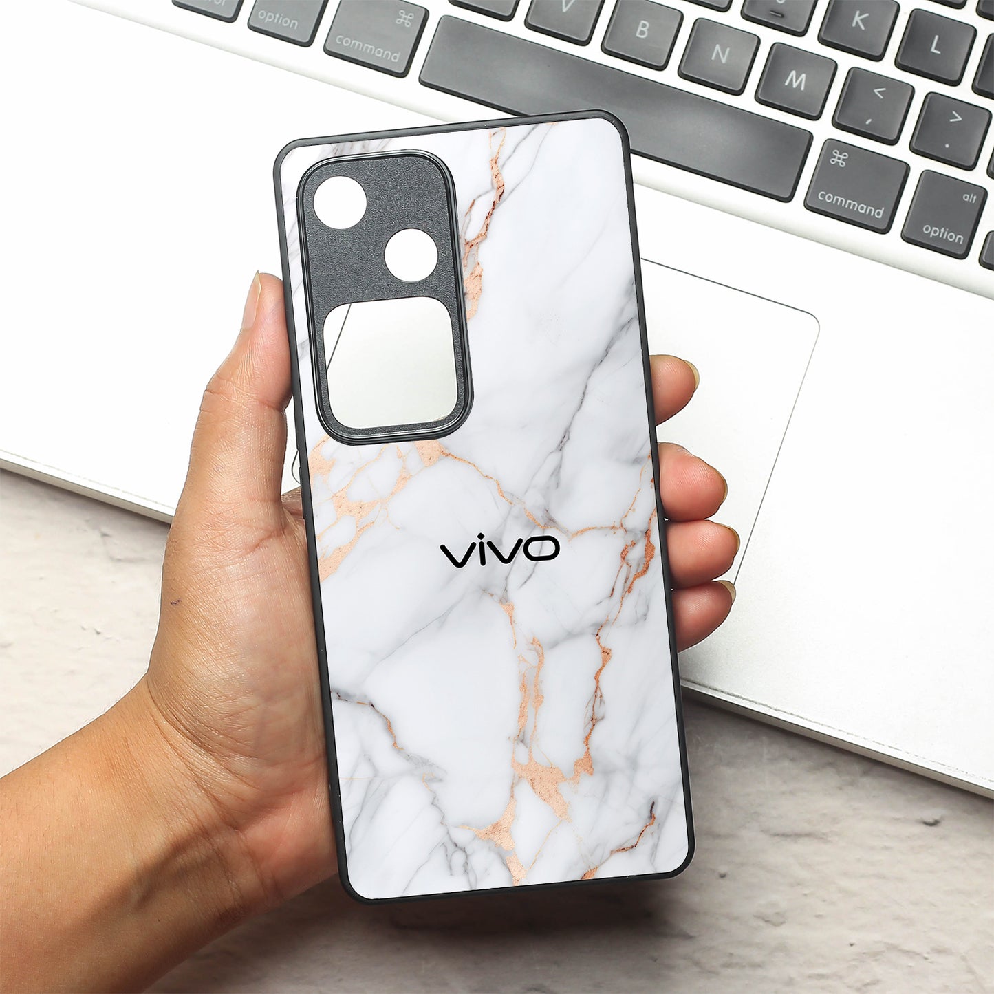 Copper Luxe Marble metal back case for Vivo S18