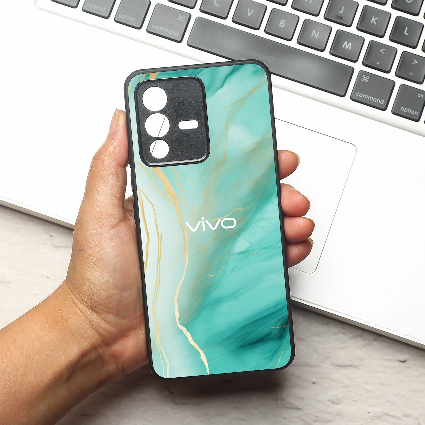 Green Luxe Marble metal back case for Vivo V23