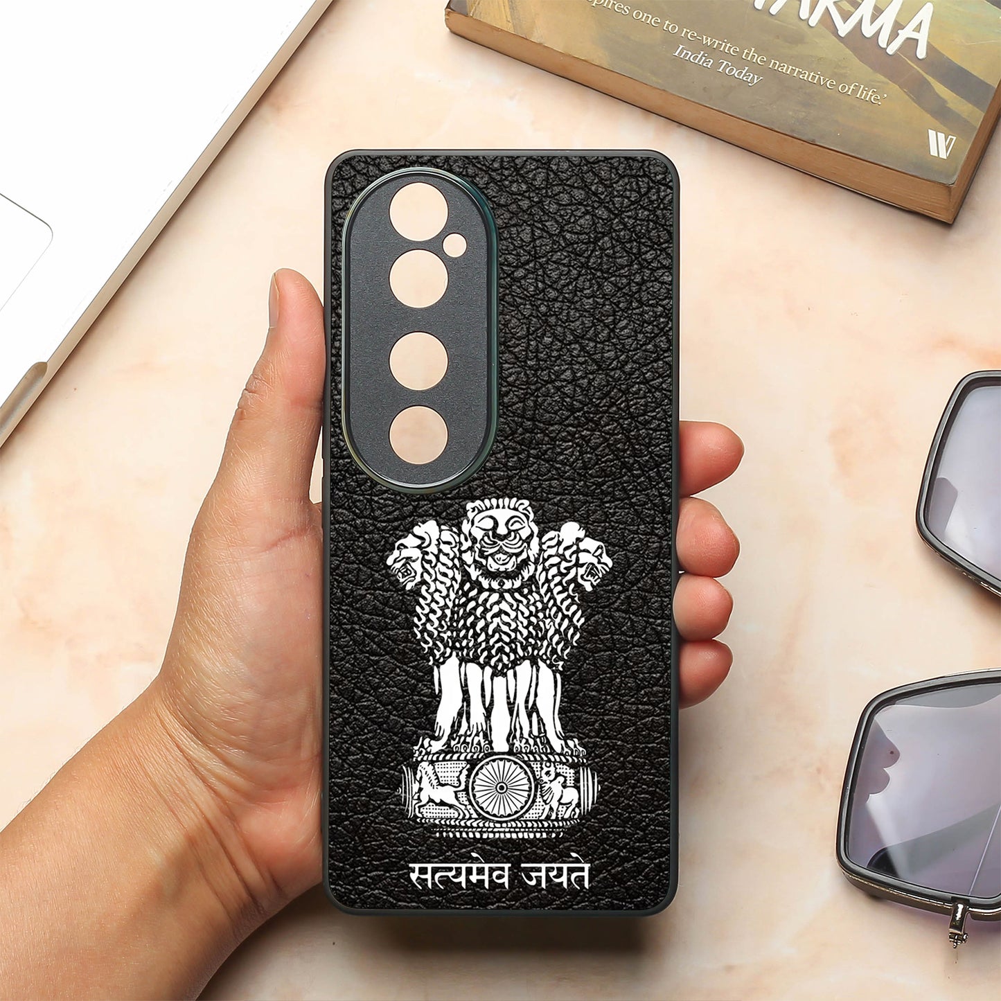Black Satyamev Jayate metal back case for Vivo V40