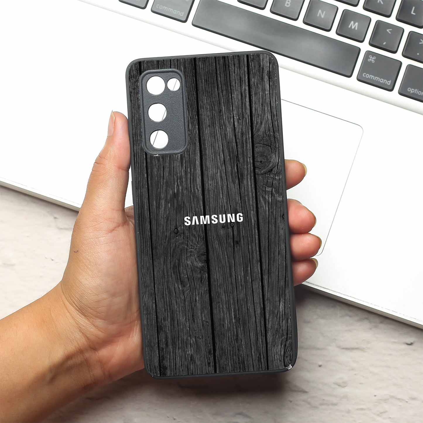 Dark Wood metal back case for Samsung S20 FE
