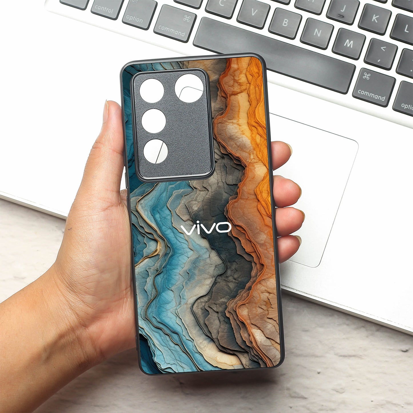 Layered Marble metal back case for Vivo V16
