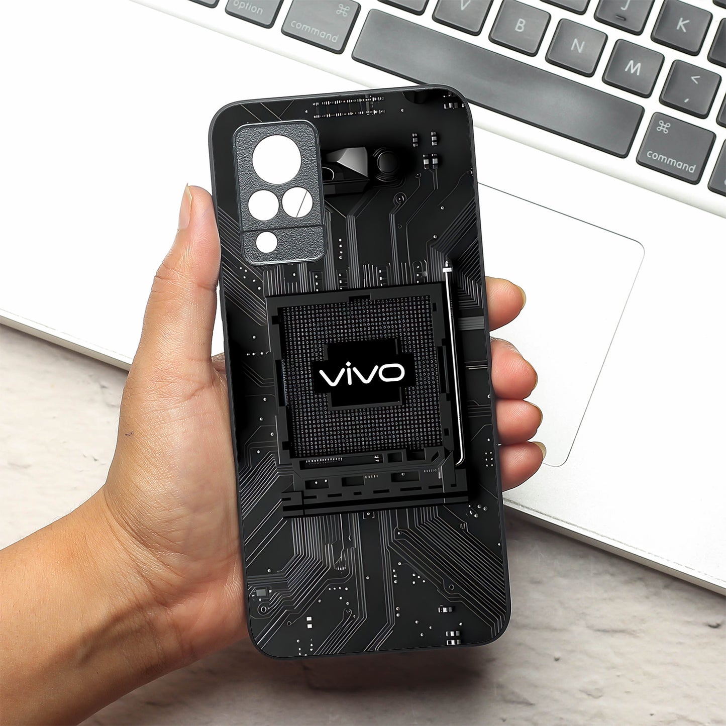 Microchip metal back case for Vivo V21