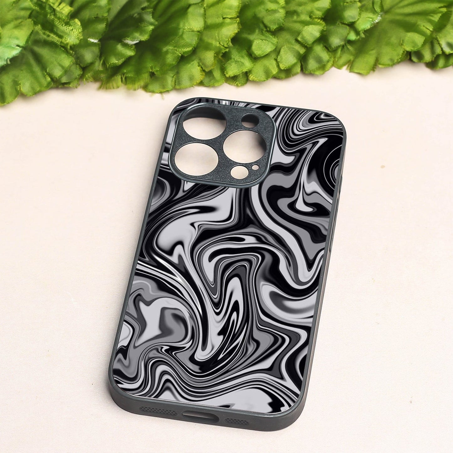 Blackout Marble metal back case for Apple Iphone 13 Pro Max