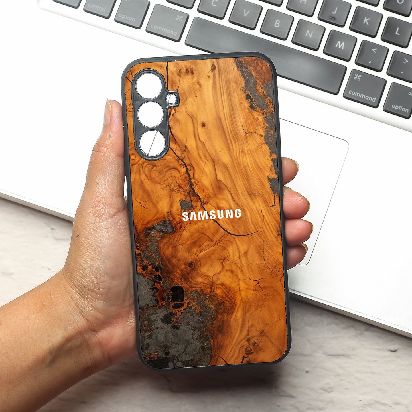 Lava Oak metal back case for Samsung A34