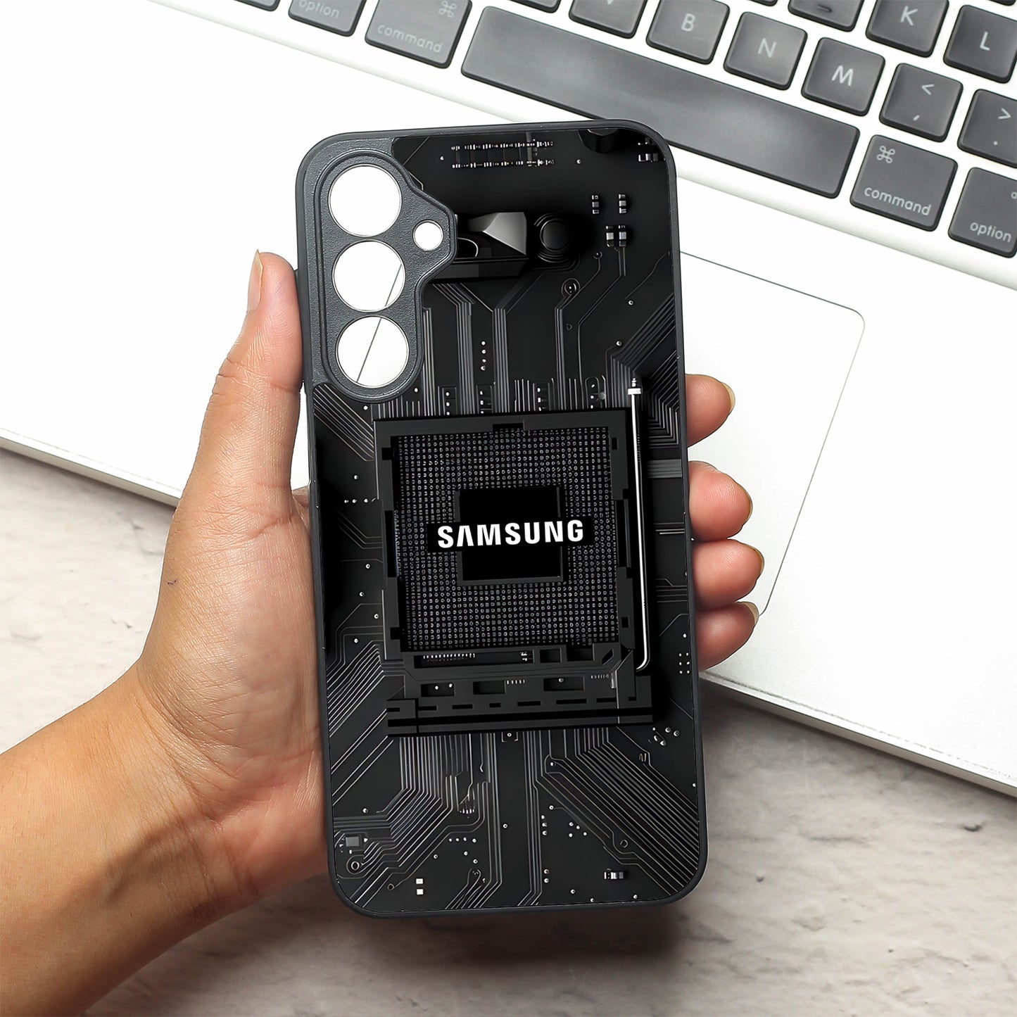 Microchip metal back case for Samsung A16