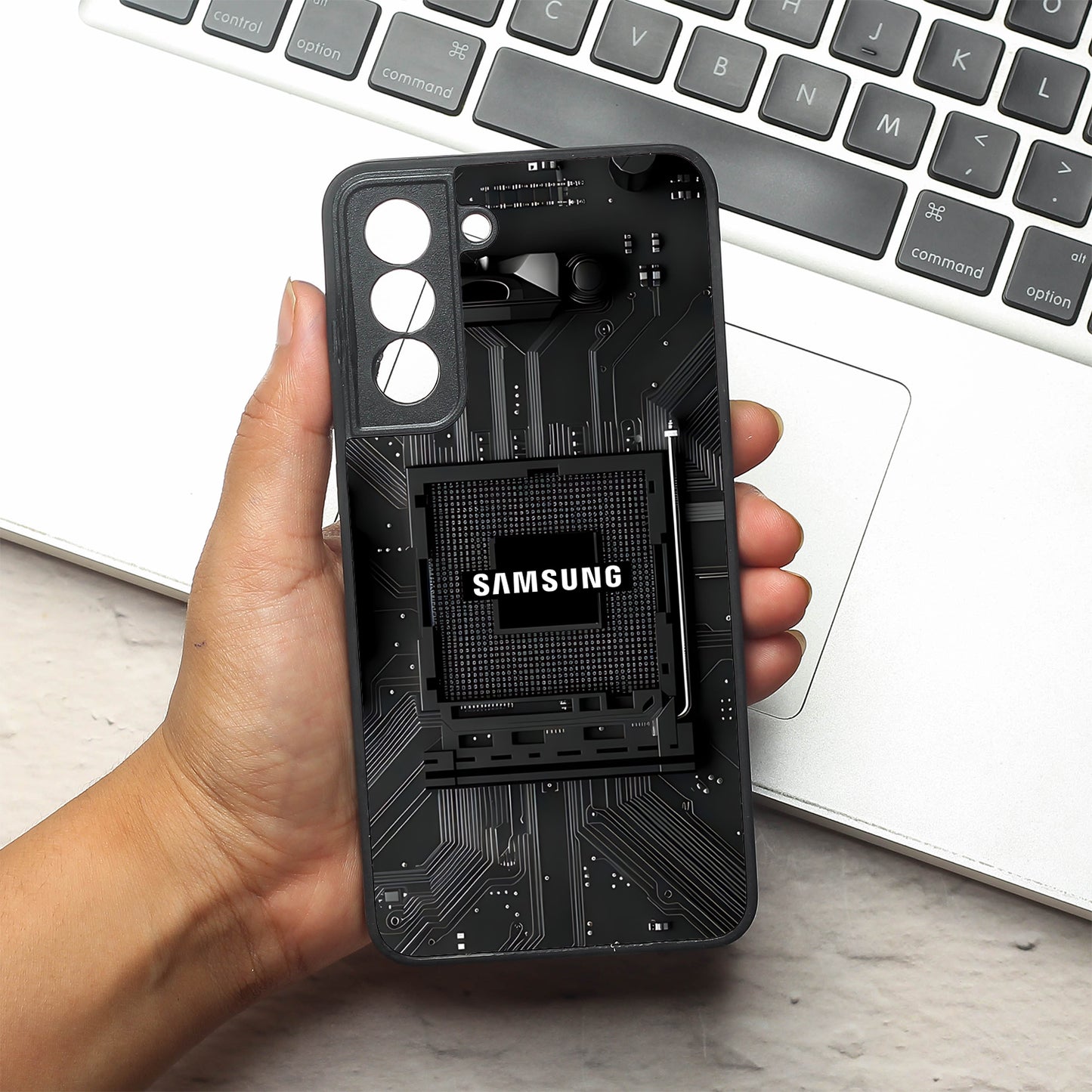 Microchip metal back case for Samsung S21 FE