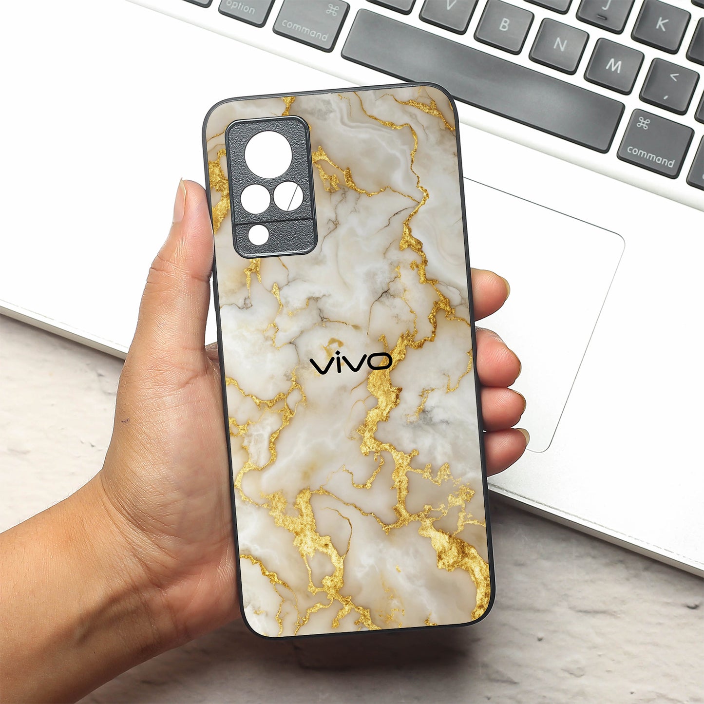 Gold Vein Glory metal back case for Vivo V21