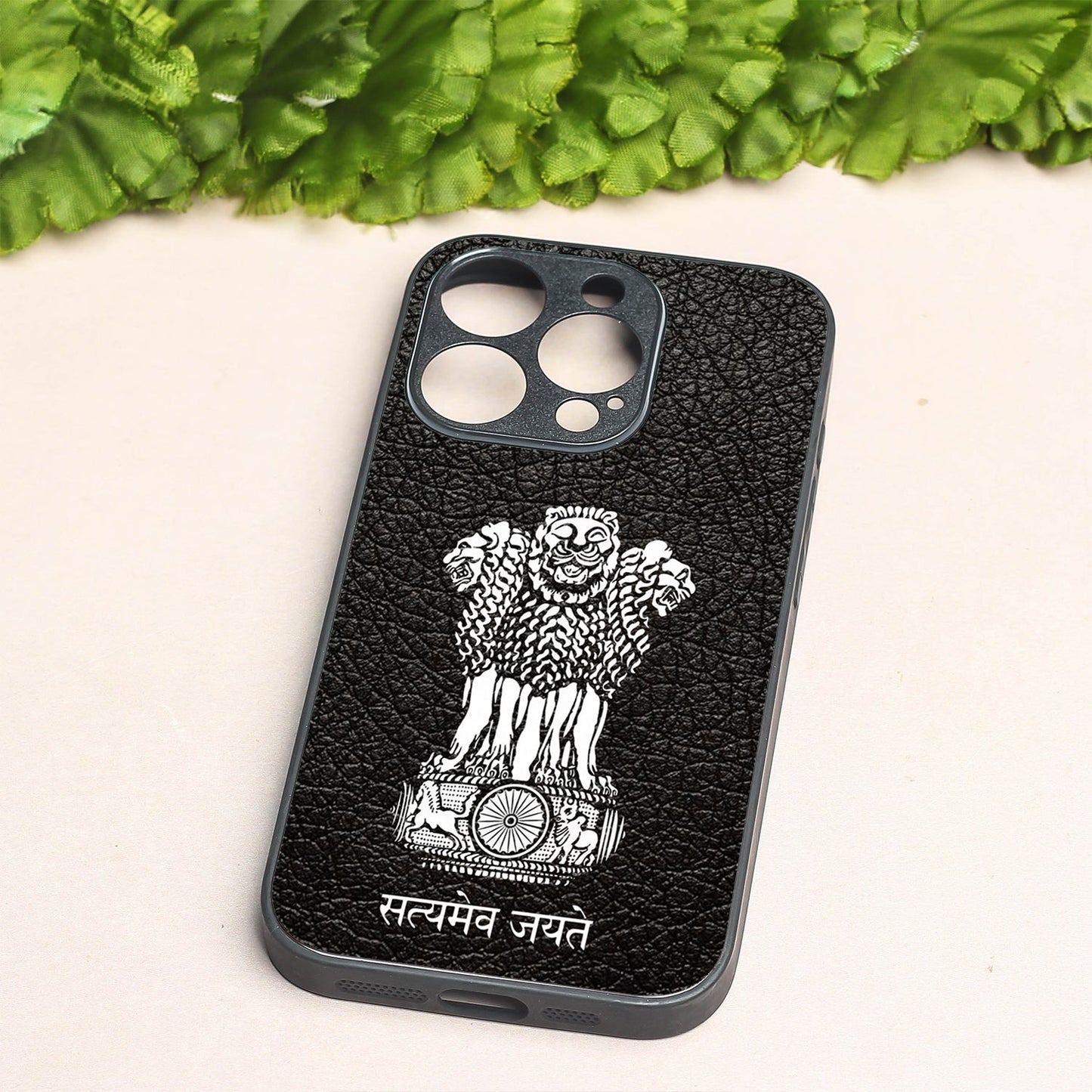Black Satyamev Jayate metal back case for Apple Iphone 13 Pro Max