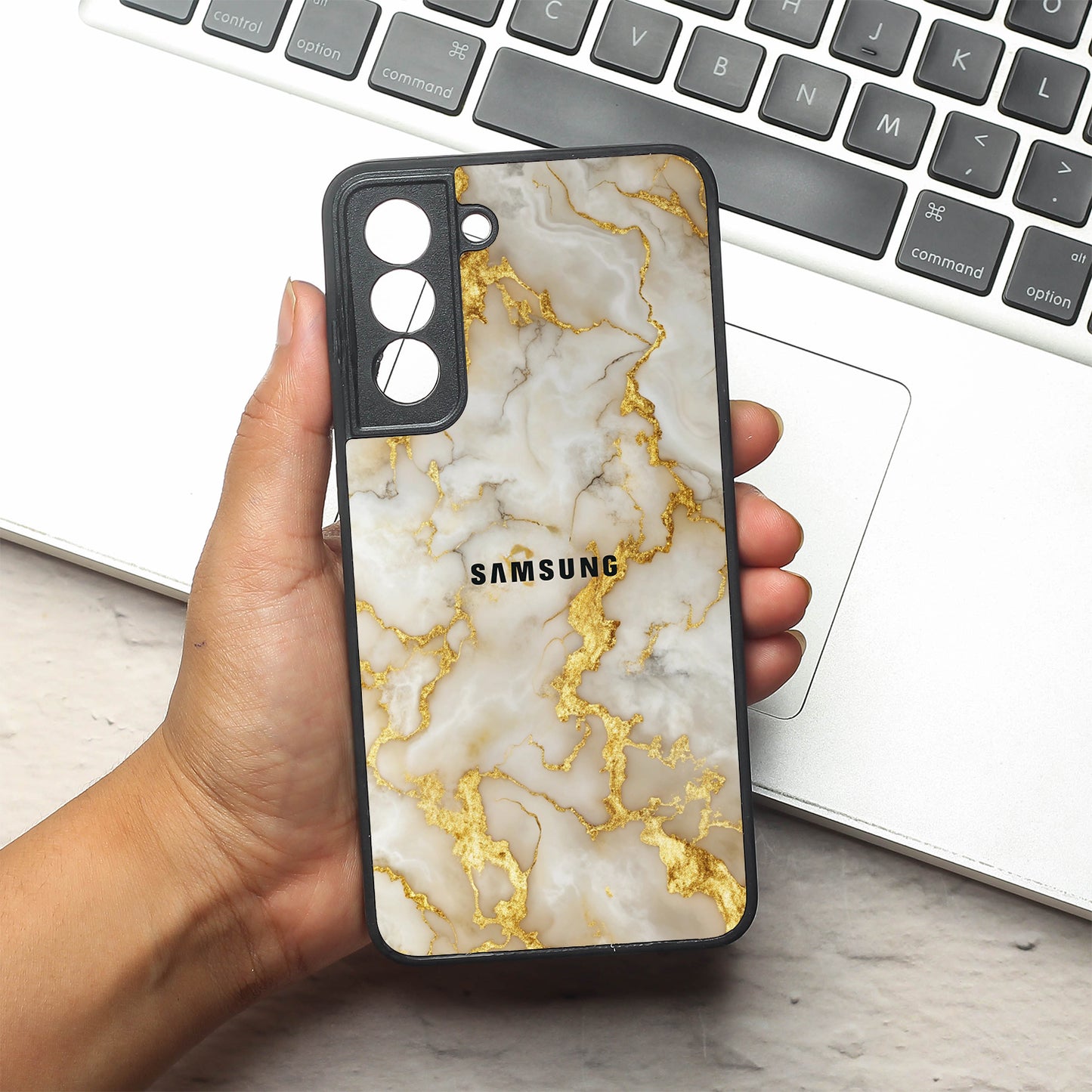 Gold Vein Glory metal back case for Samsung S21 FE