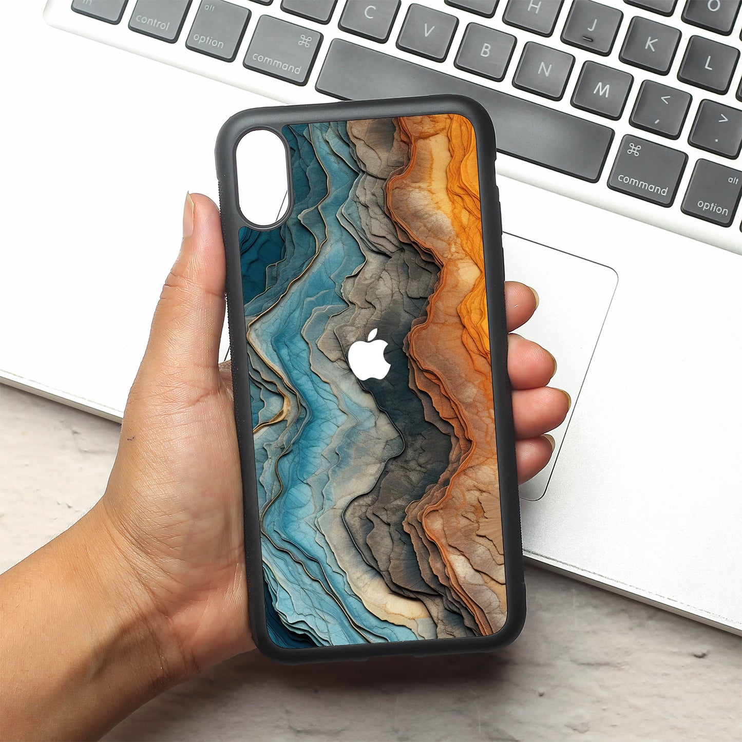 Layered Marble metal back case for Apple Iphone Xs Max