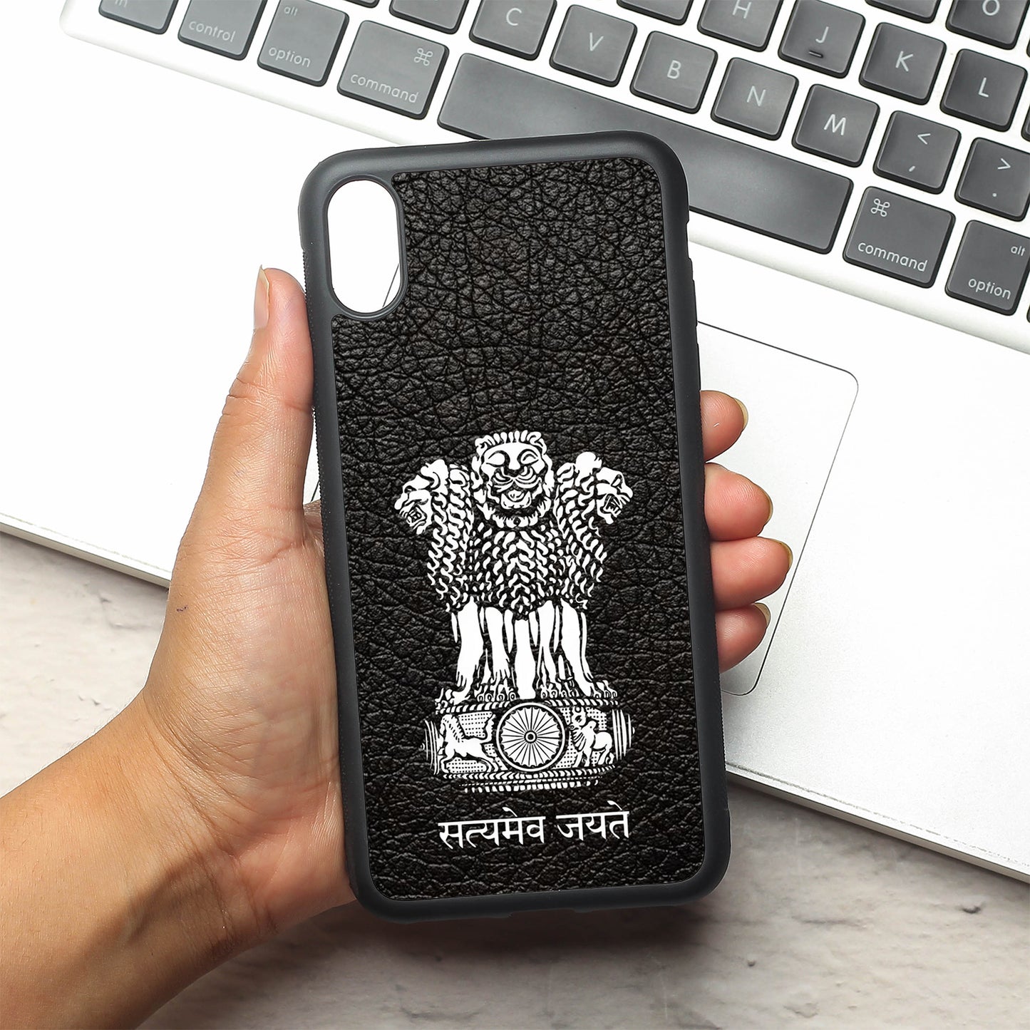 Black Satyamev Jayate metal back case for Apple Iphone Xs Max