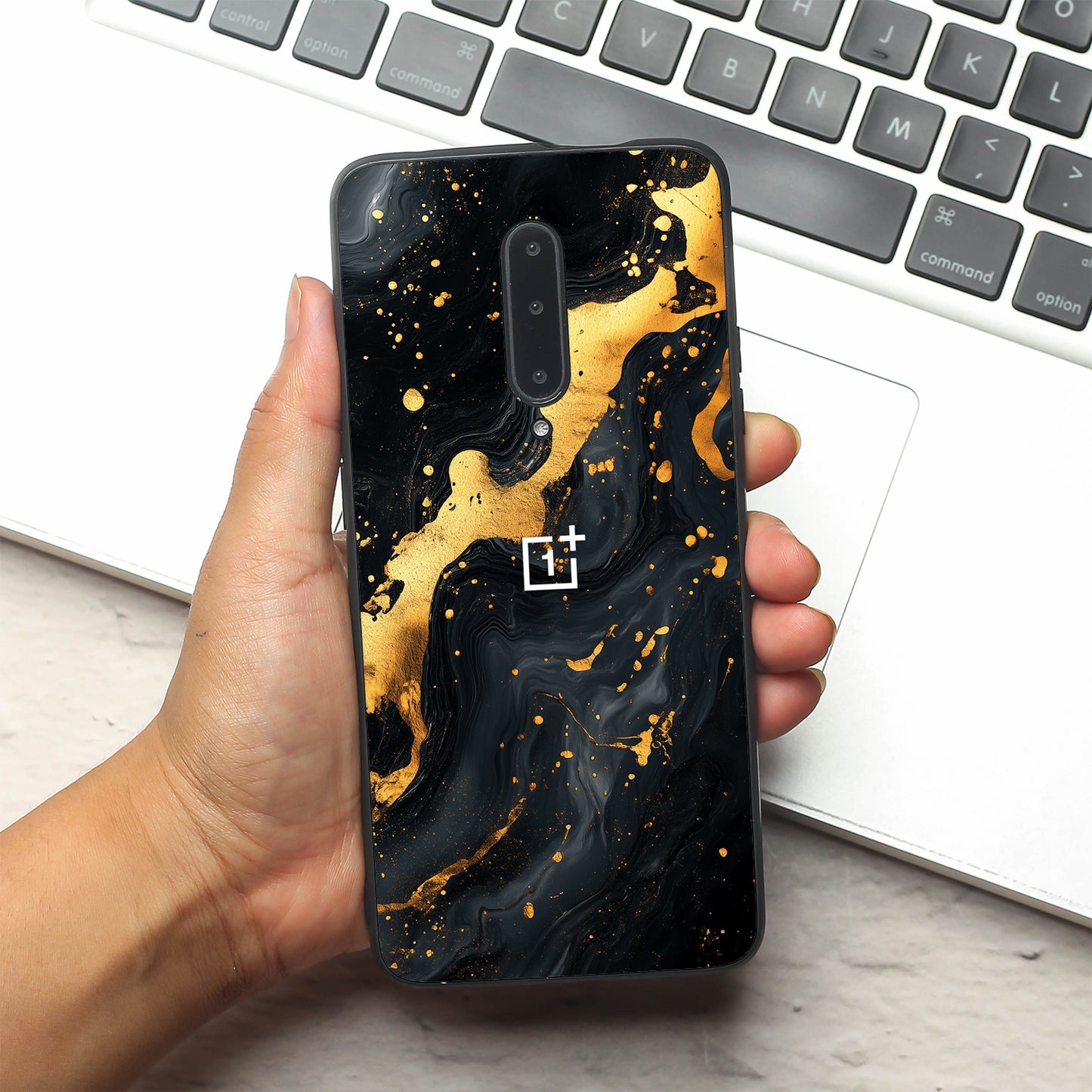 Black Gold Blaze metal back case for Oneplus 7 Pro