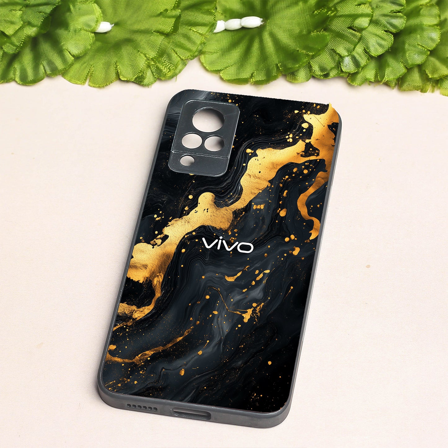 Black Gold Blaze metal back case for Vivo V21