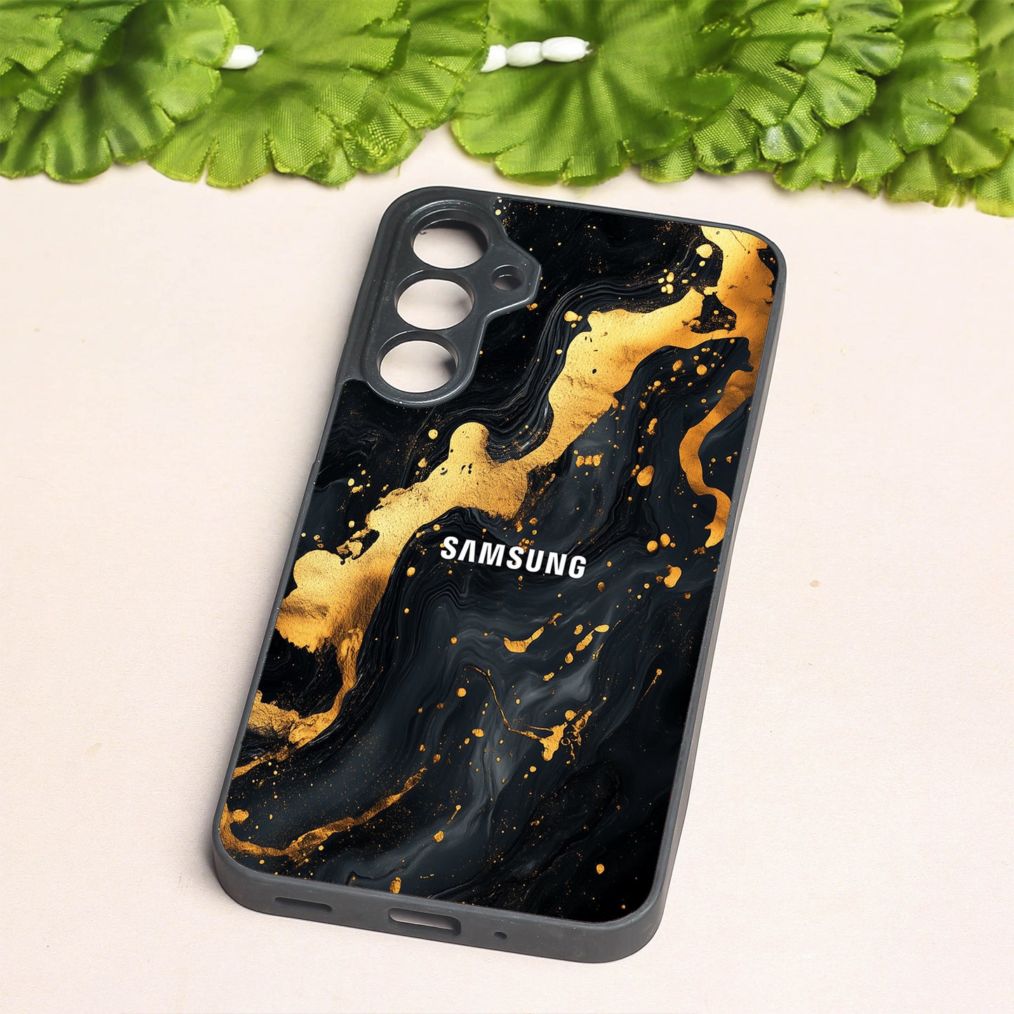 Black Gold Blaze metal back case for Samsung A16