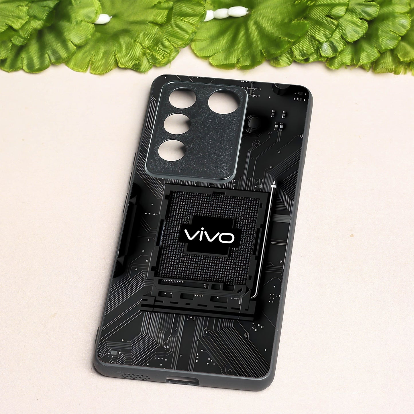 Microchip metal back case for Vivo V16