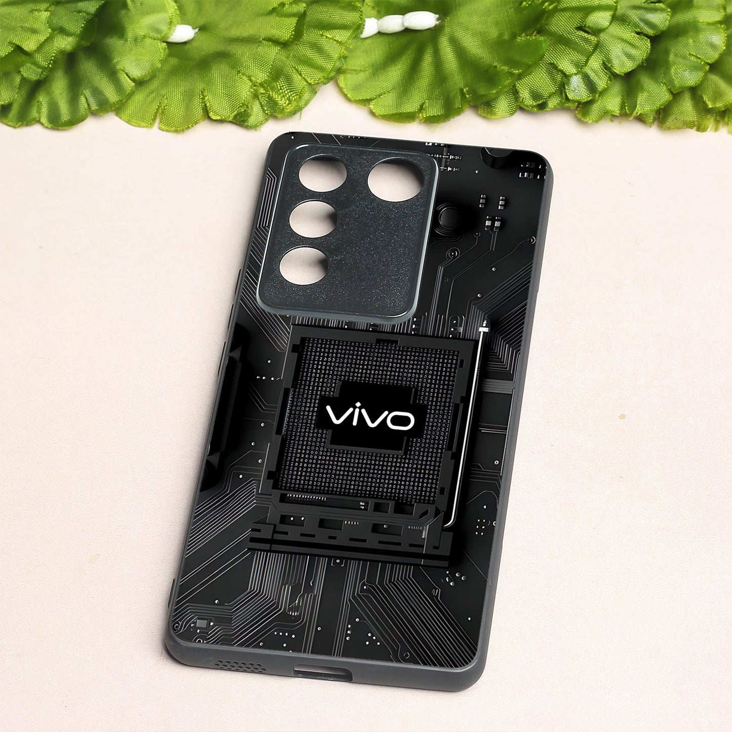 Microchip metal back case for Vivo V27