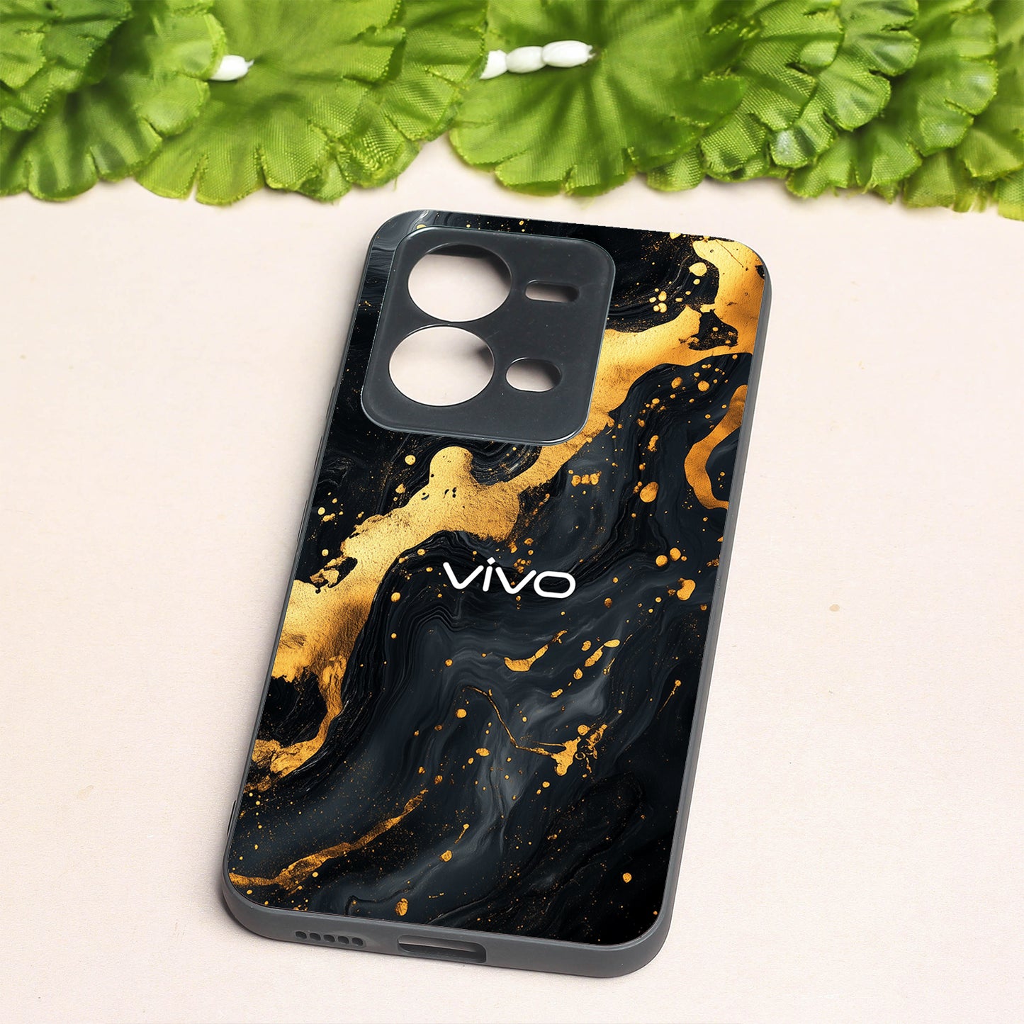 Black Gold Blaze metal back case for Vivo V25