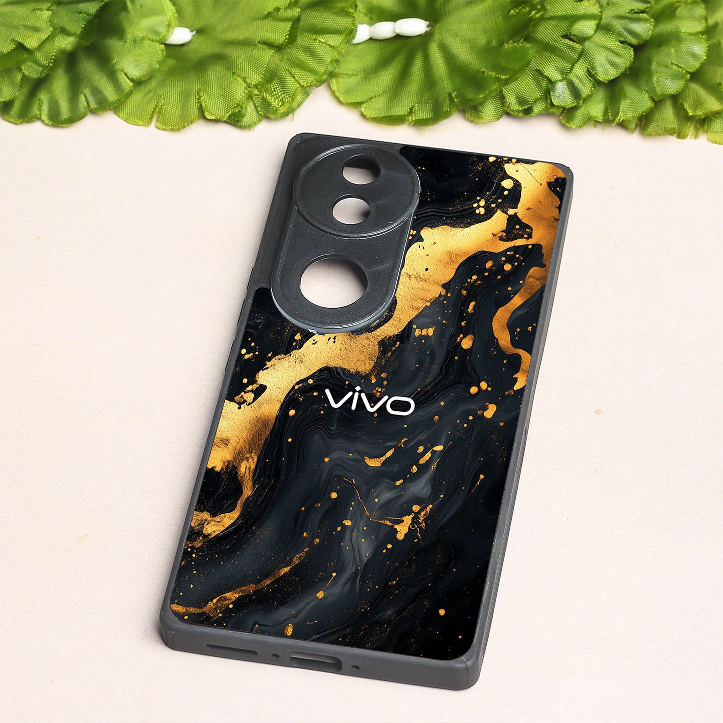 Black Gold Blaze metal back case for Vivo V50
