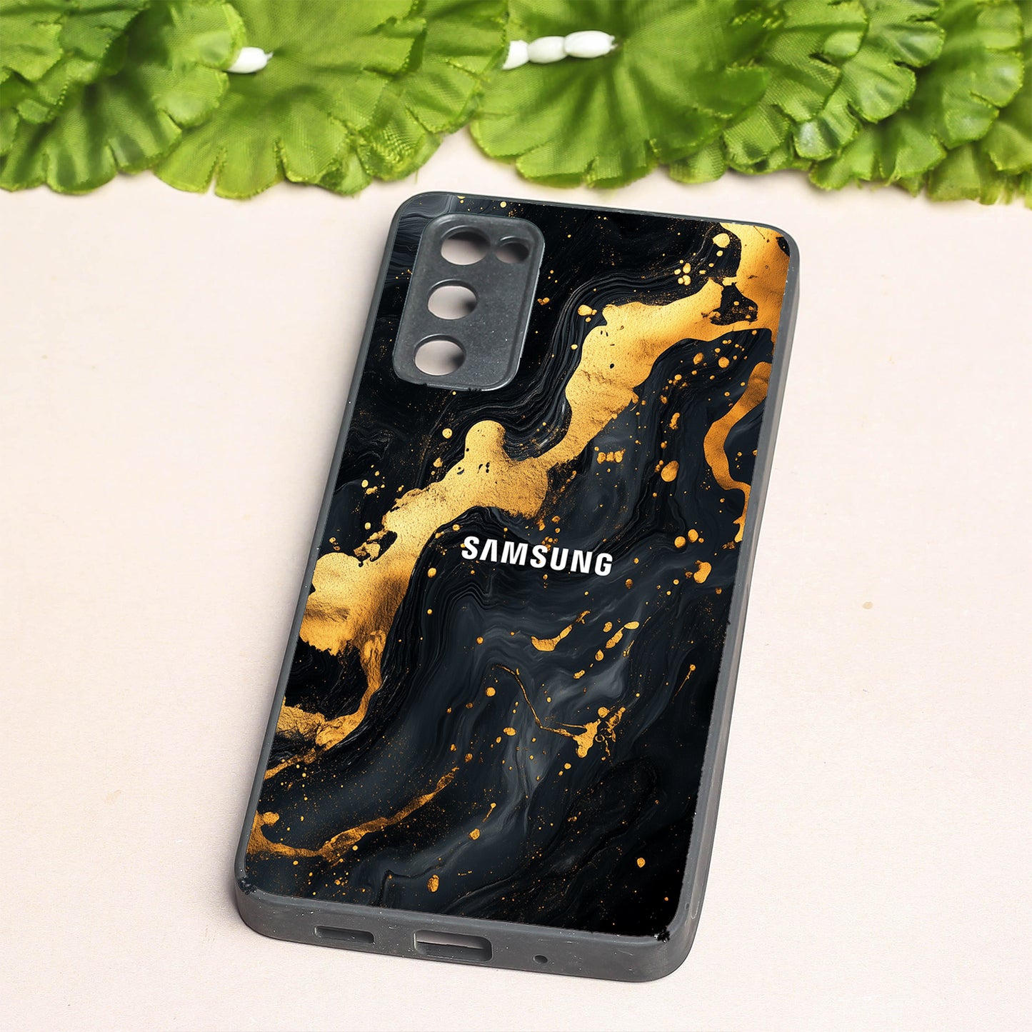 Black Gold Blaze metal back case for Samsung S20 FE