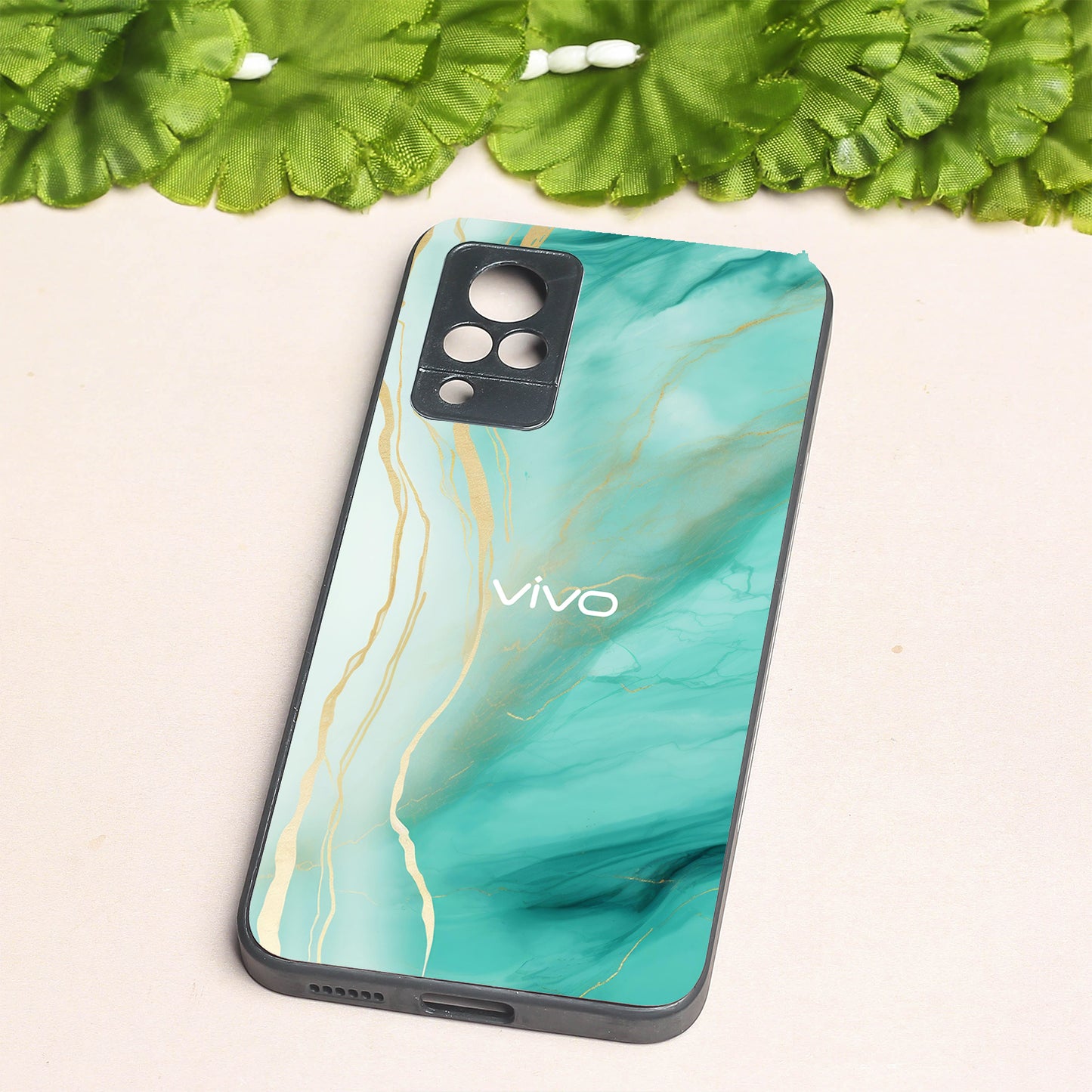 Green Luxe Marble metal back case for Vivo V21