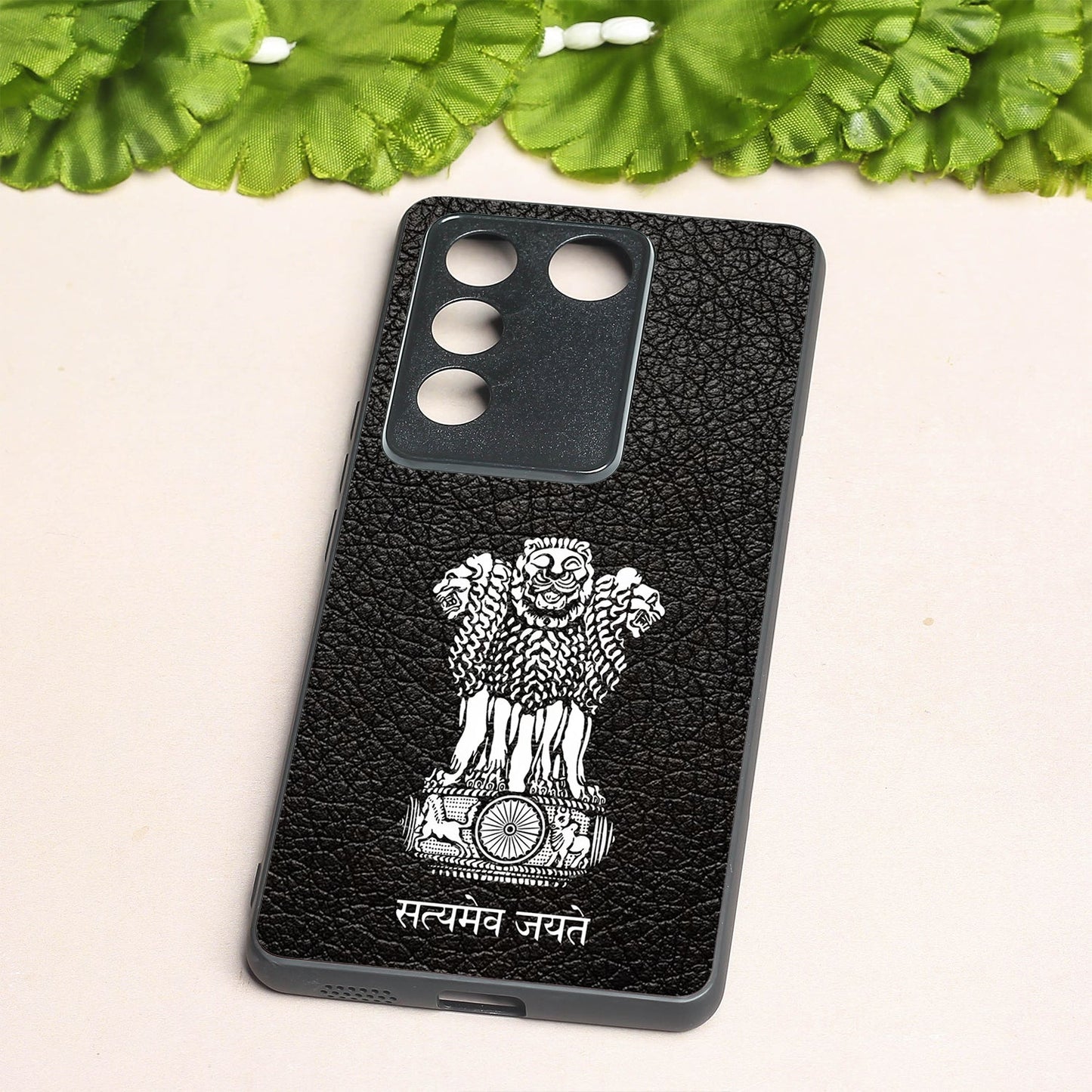 Black Satyamev Jayate metal back case for Vivo V16 Pro