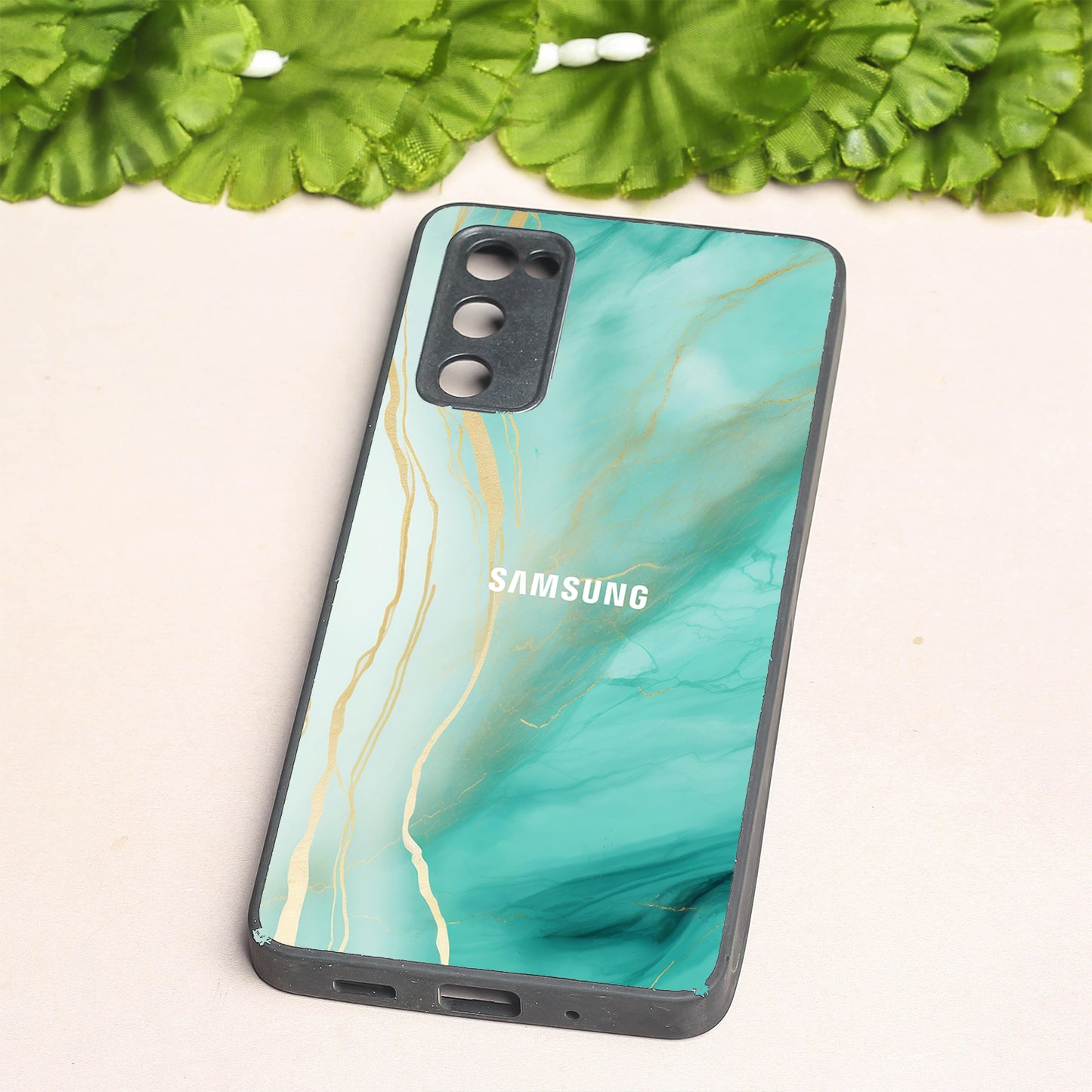Green Luxe Marble metal back case for Samsung S20 FE