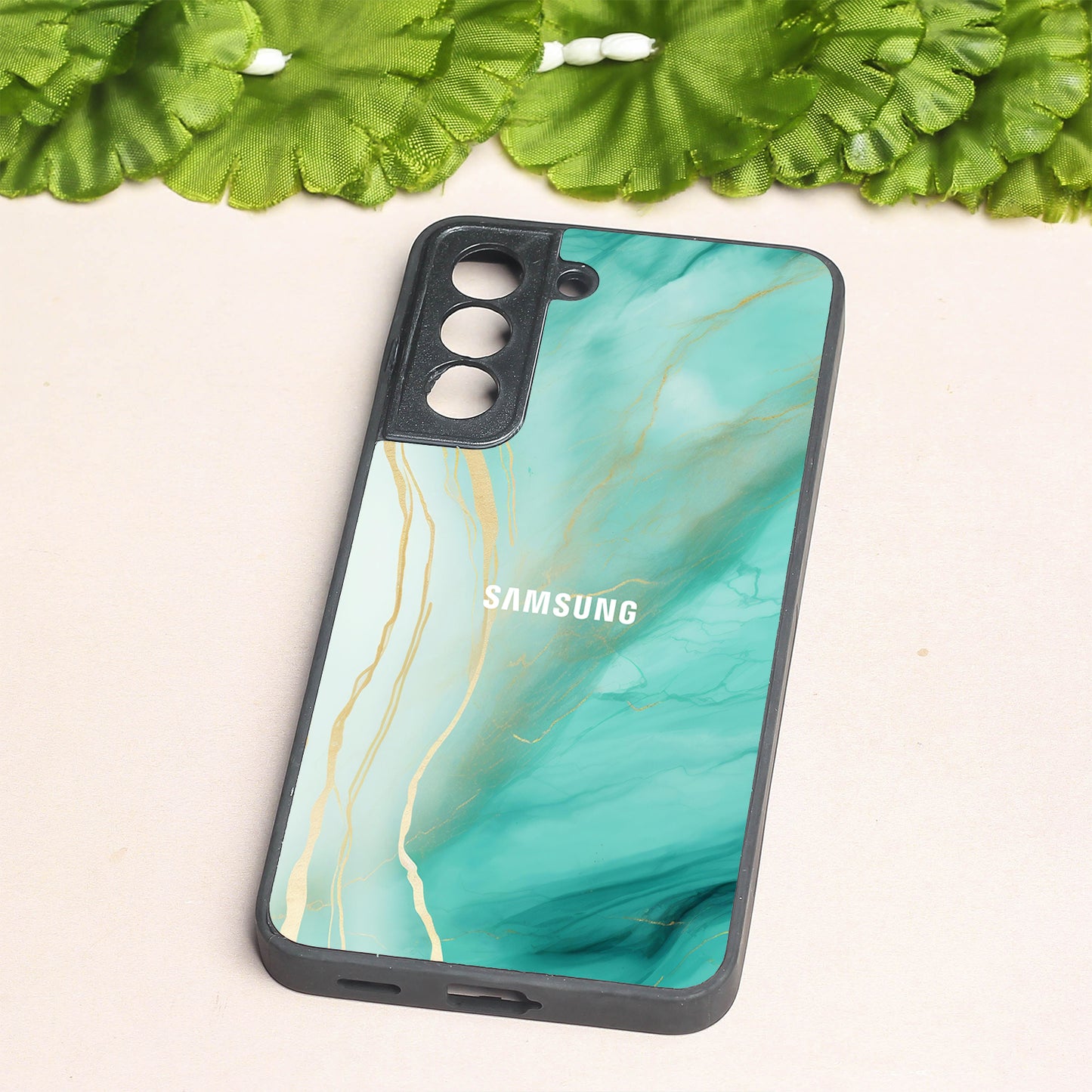 Green Luxe Marble metal back case for Samsung S21 FE
