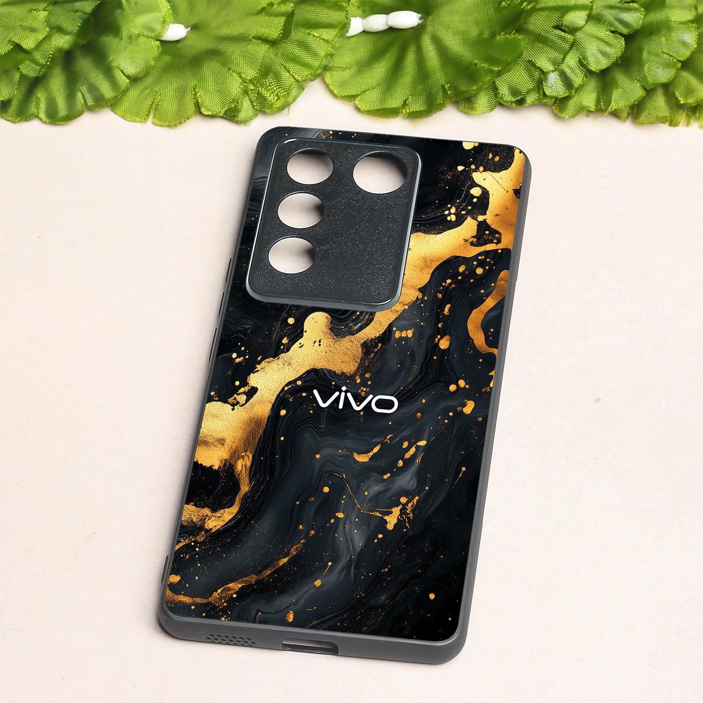 Black Gold Blaze metal back case for Vivo V16