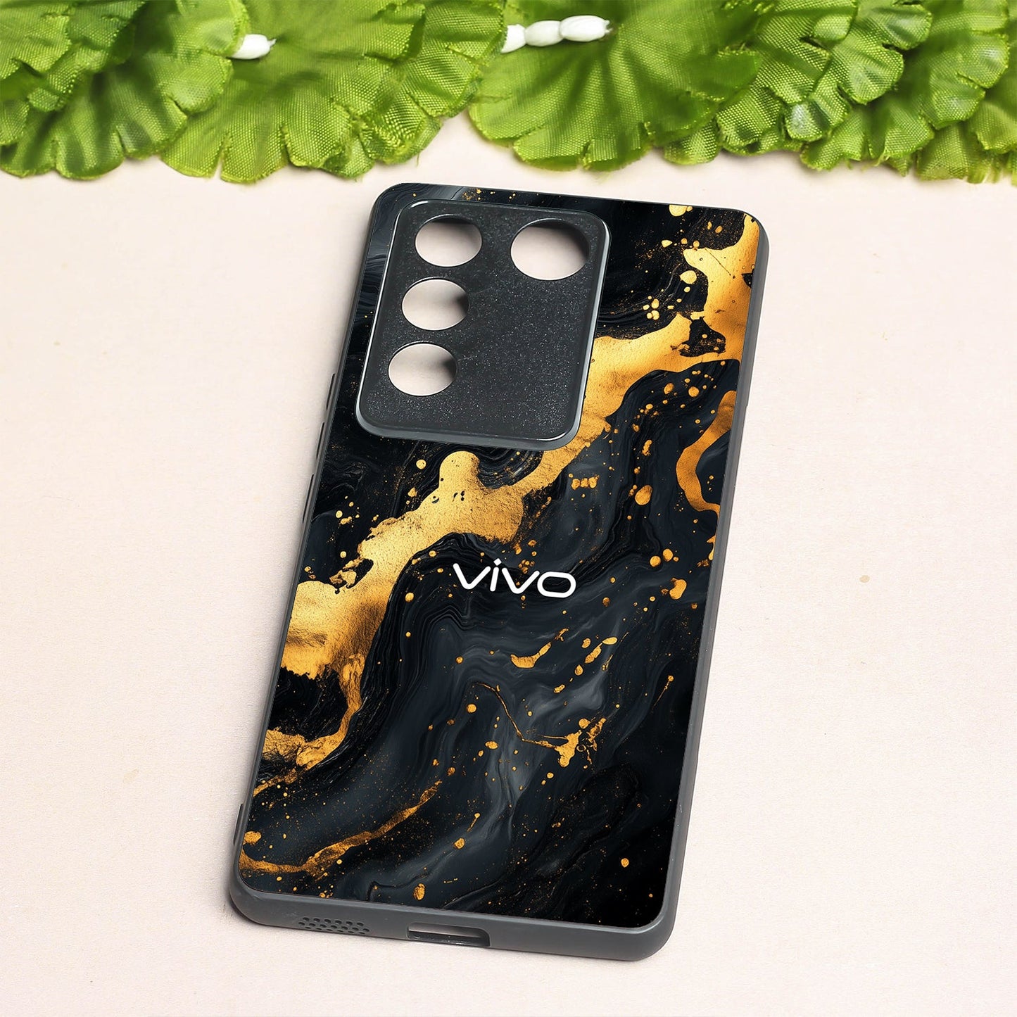 Black Gold Blaze metal back case for Vivo V27