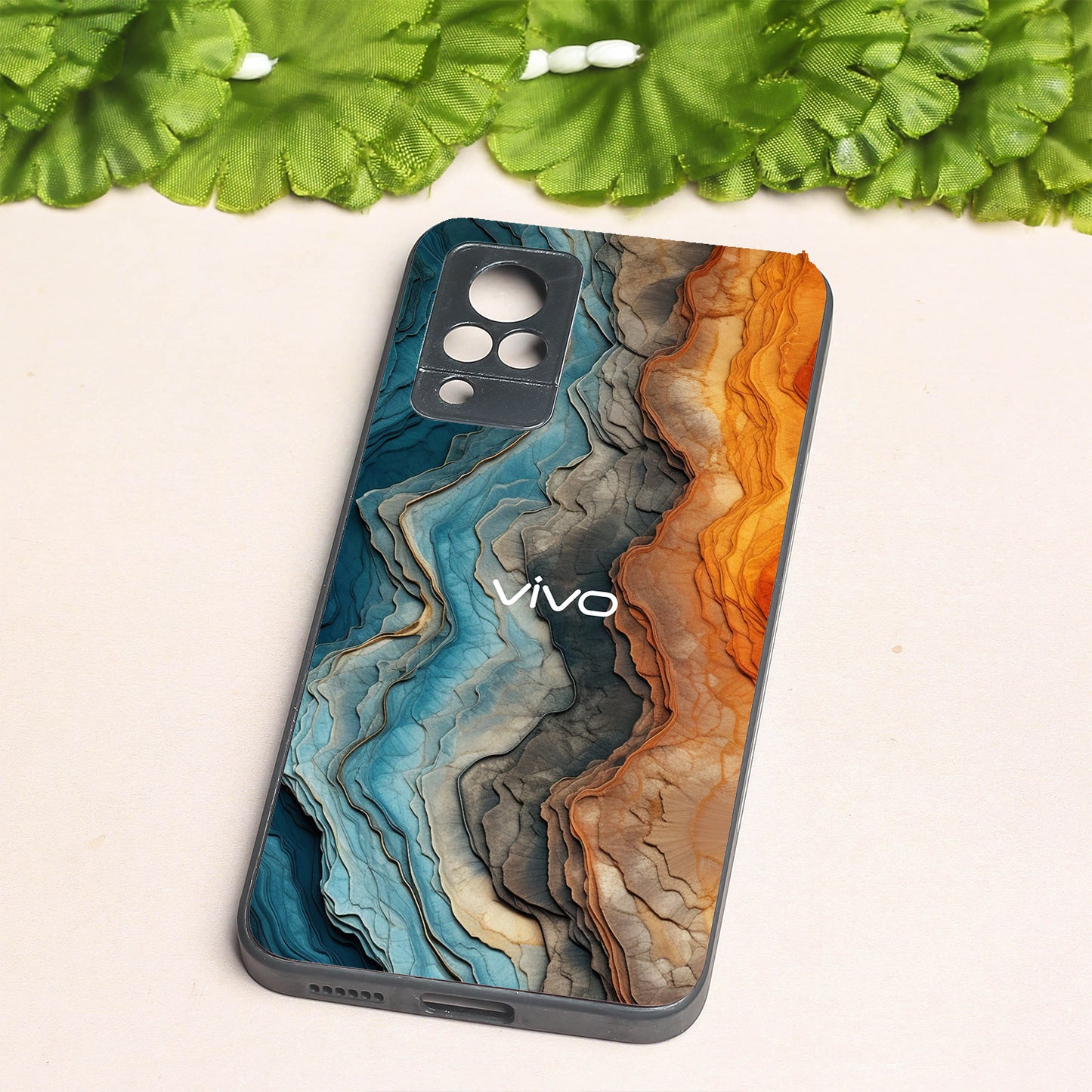Layered Marble metal back case for Vivo V21