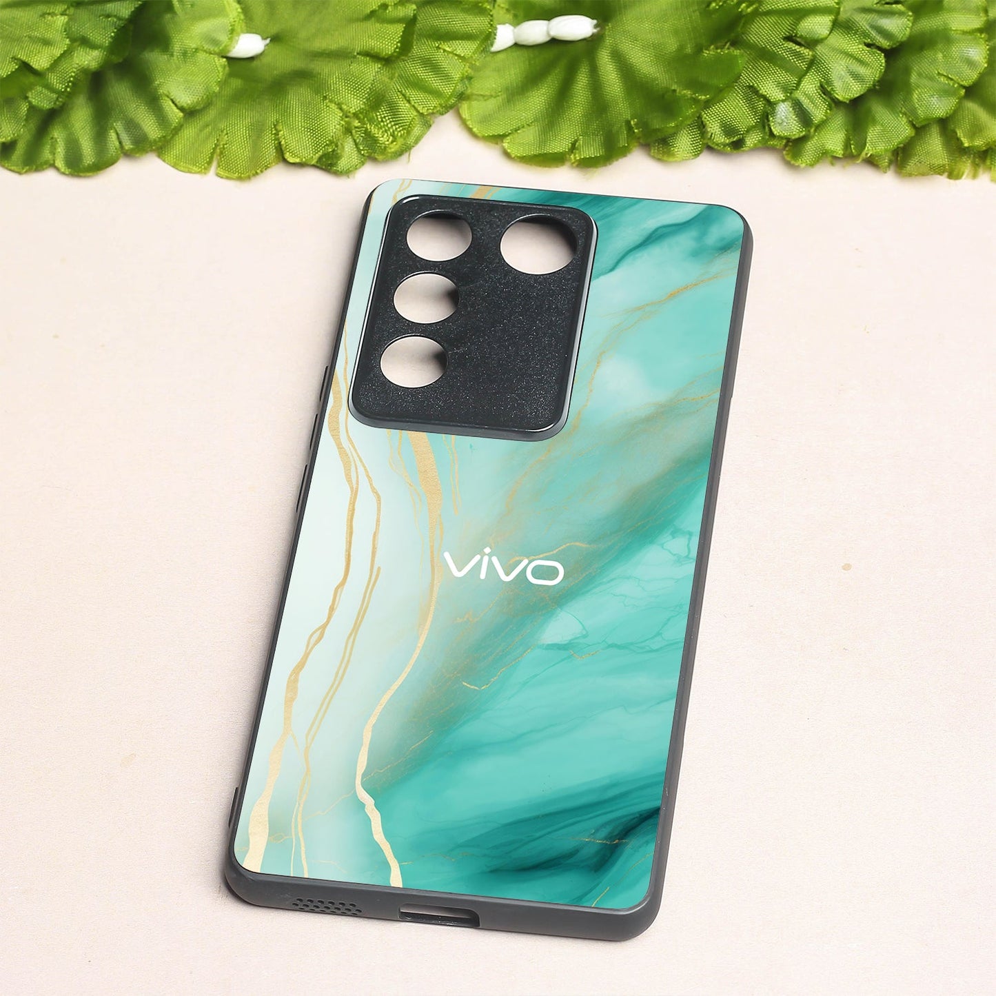 Green Luxe Marble metal back case for Vivo V16 Pro