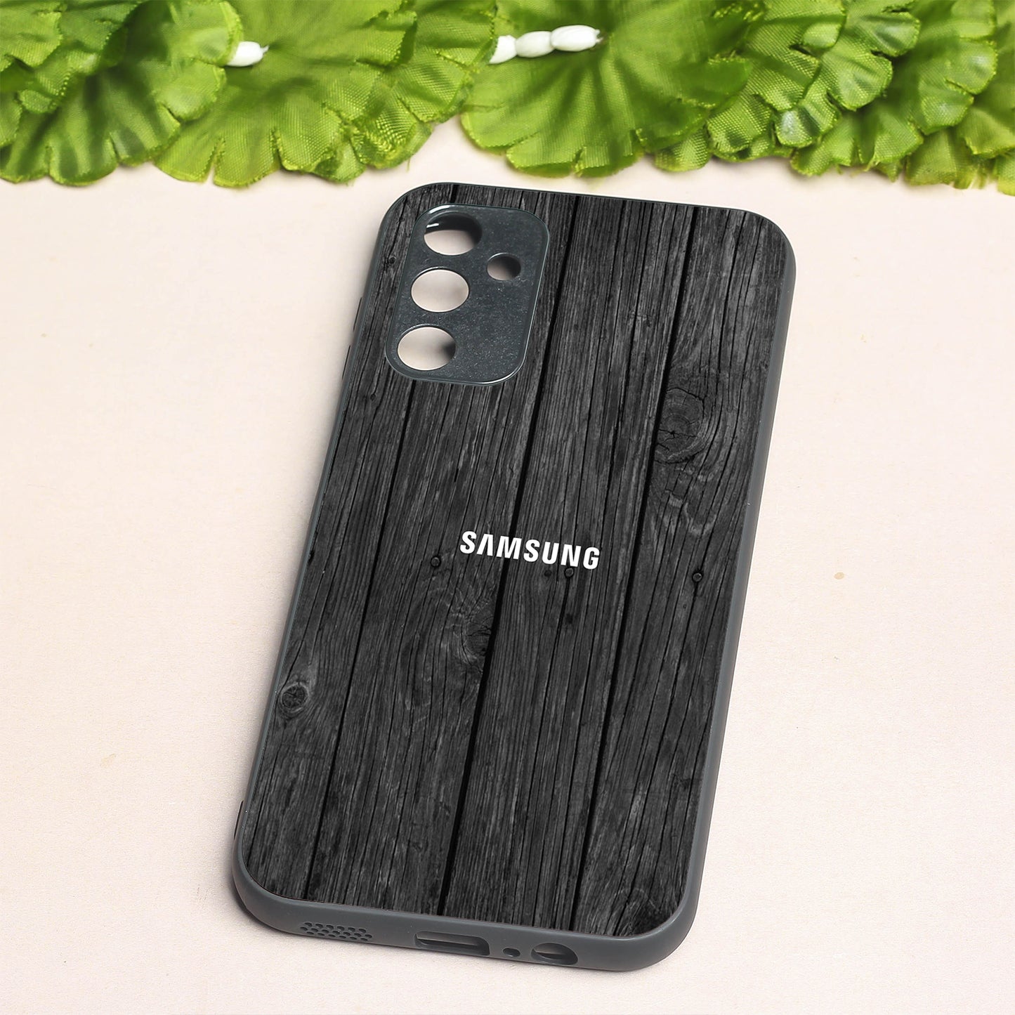 Dark Wood metal back case for Samsung A14
