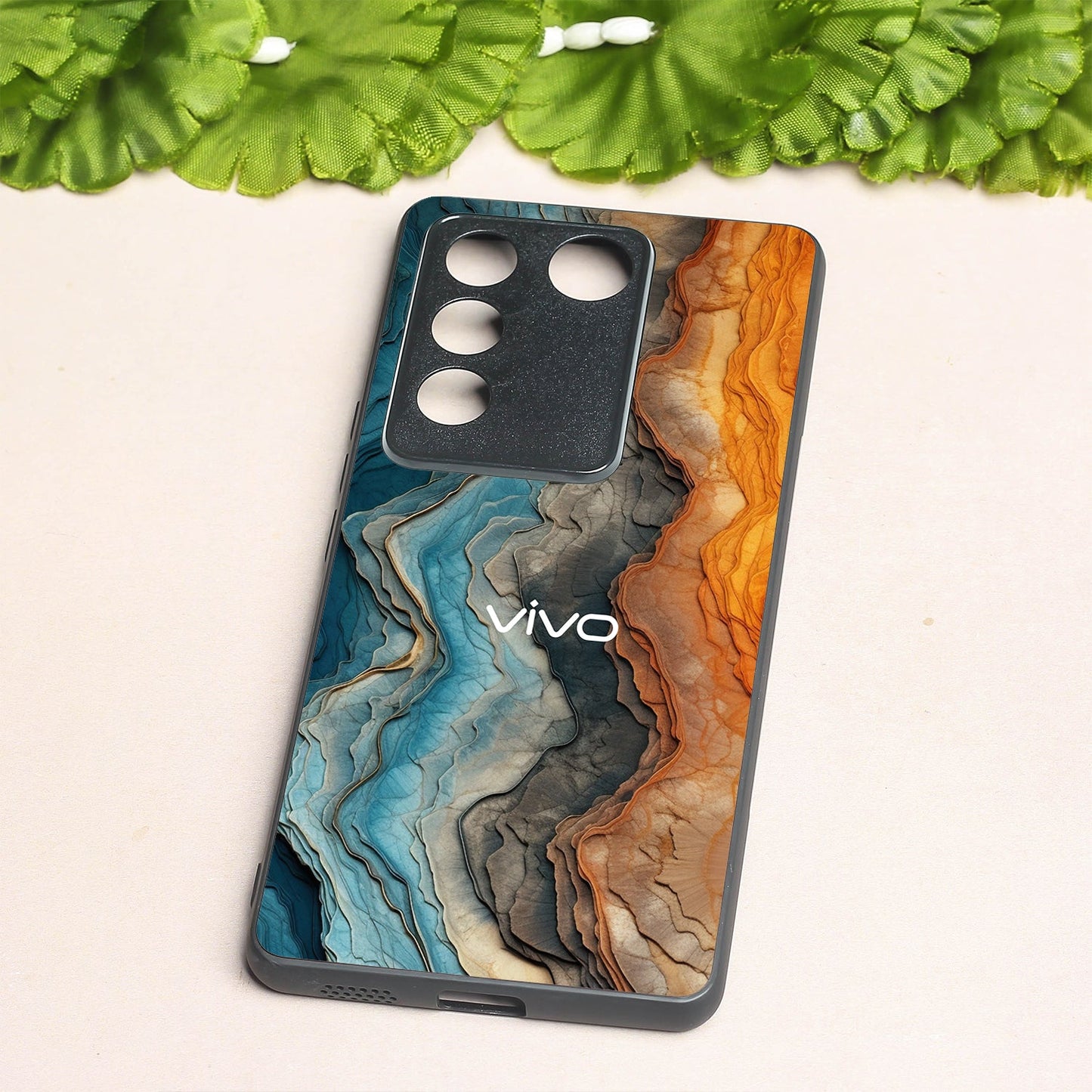 Layered Marble metal back case for Vivo V27