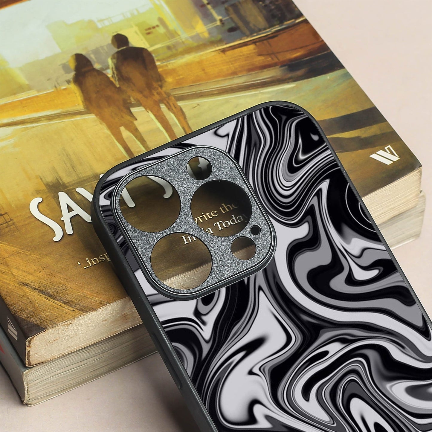 Blackout Marble metal back case for Apple Iphone 13 Pro Max