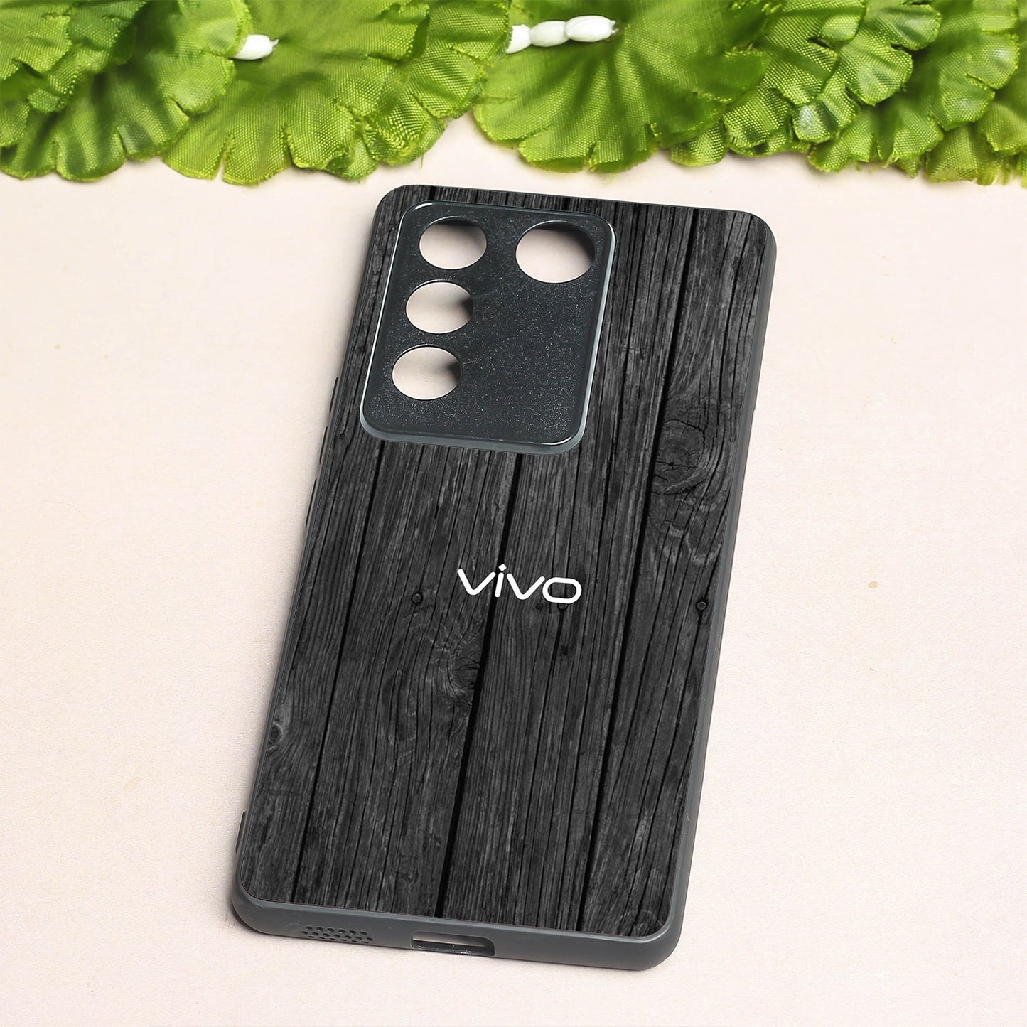 Dark Wood metal back case for Vivo V16 Pro