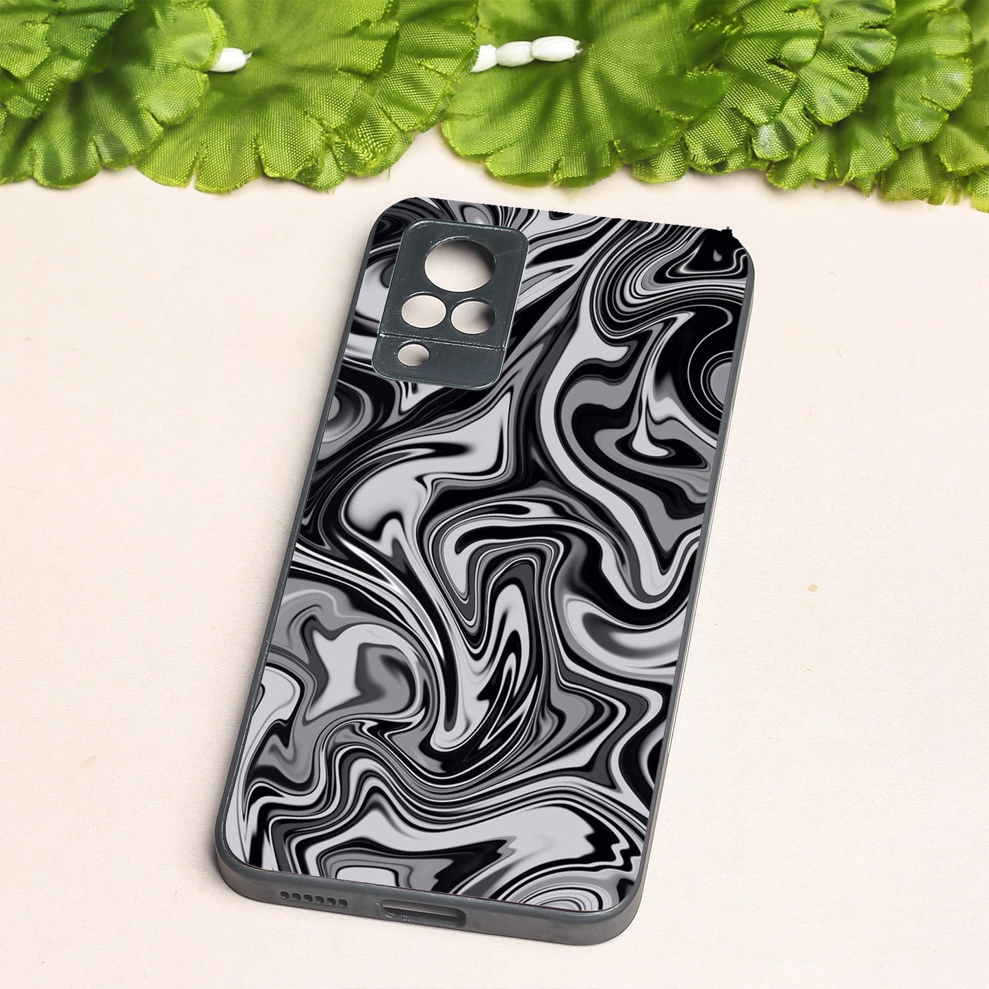 Blackout Marble metal back case for Vivo V21