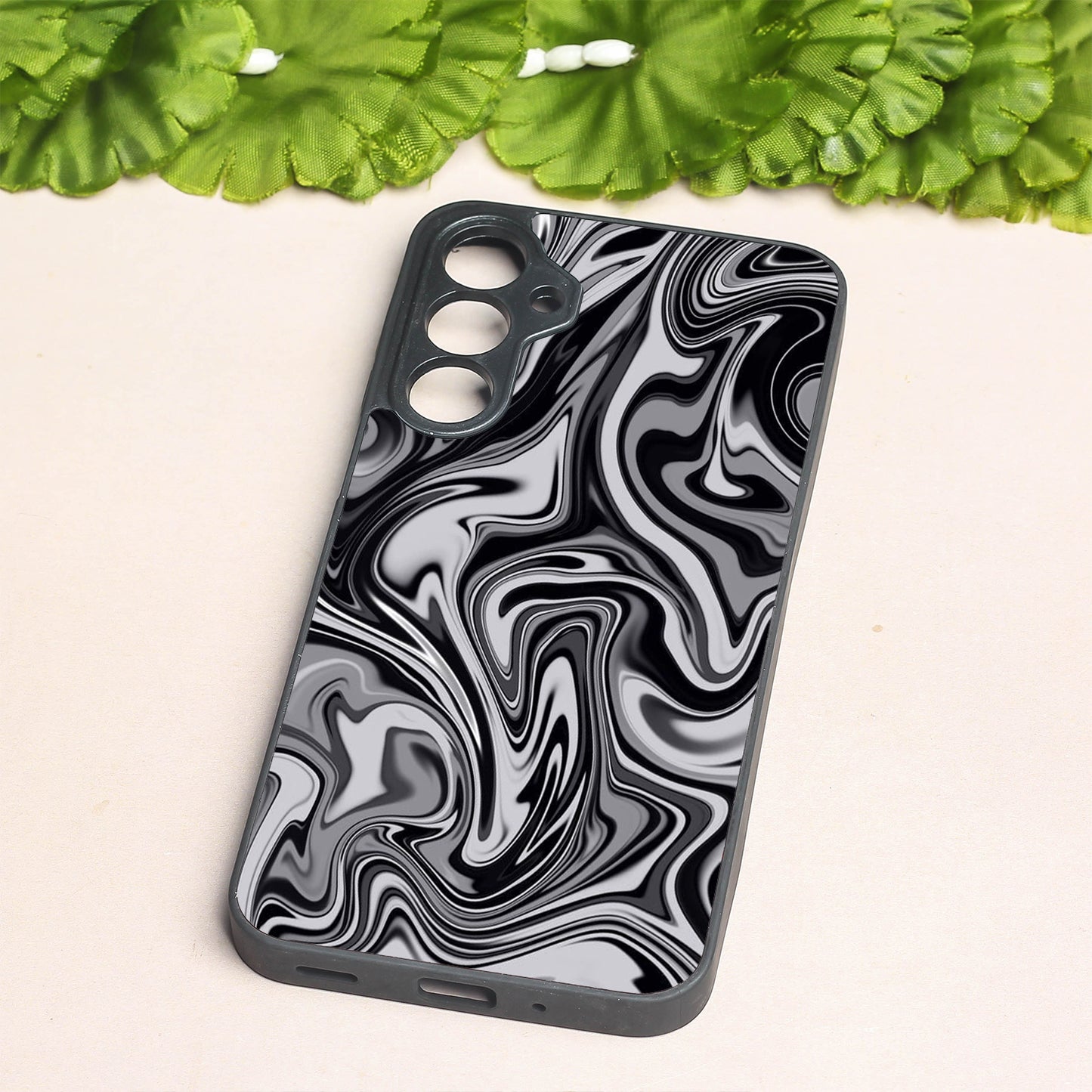 Blackout Marble metal back case for Samsung A16