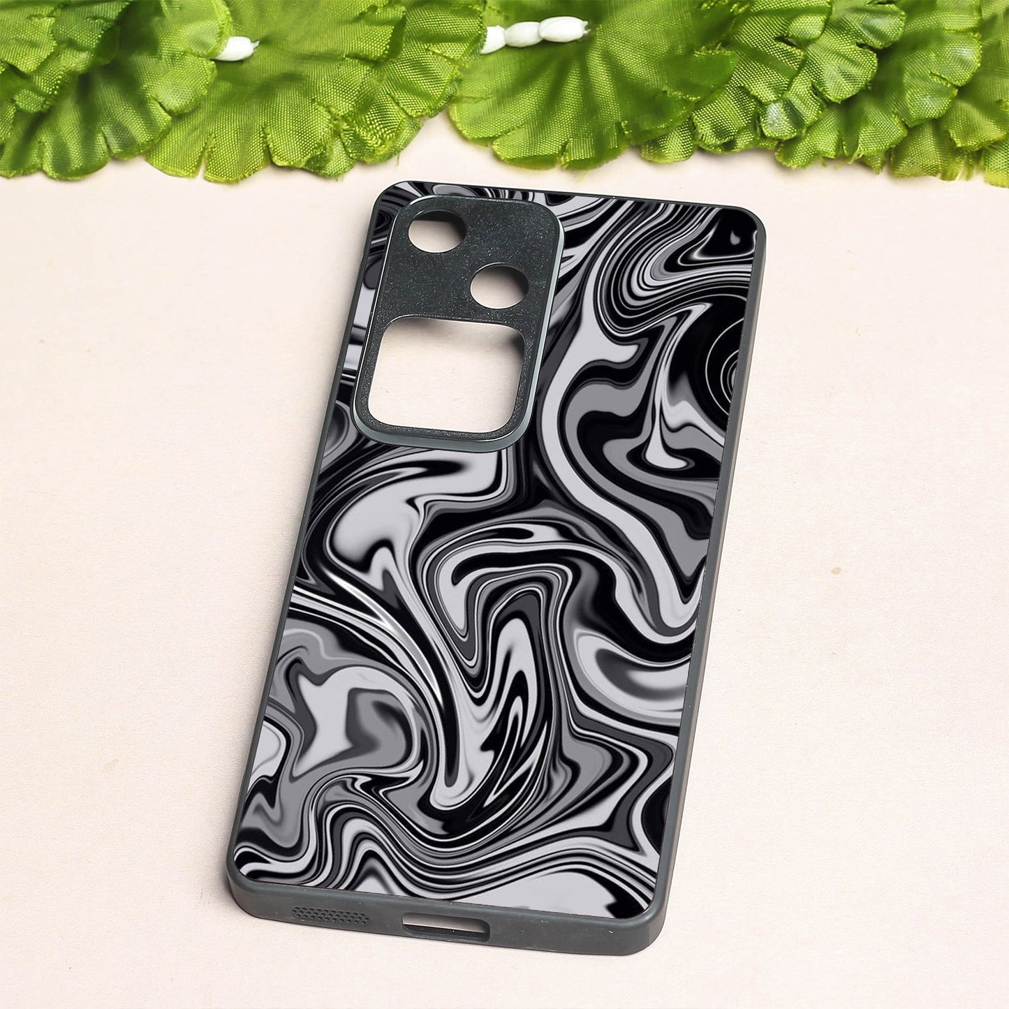 Blackout Marble metal back case for Vivo V30