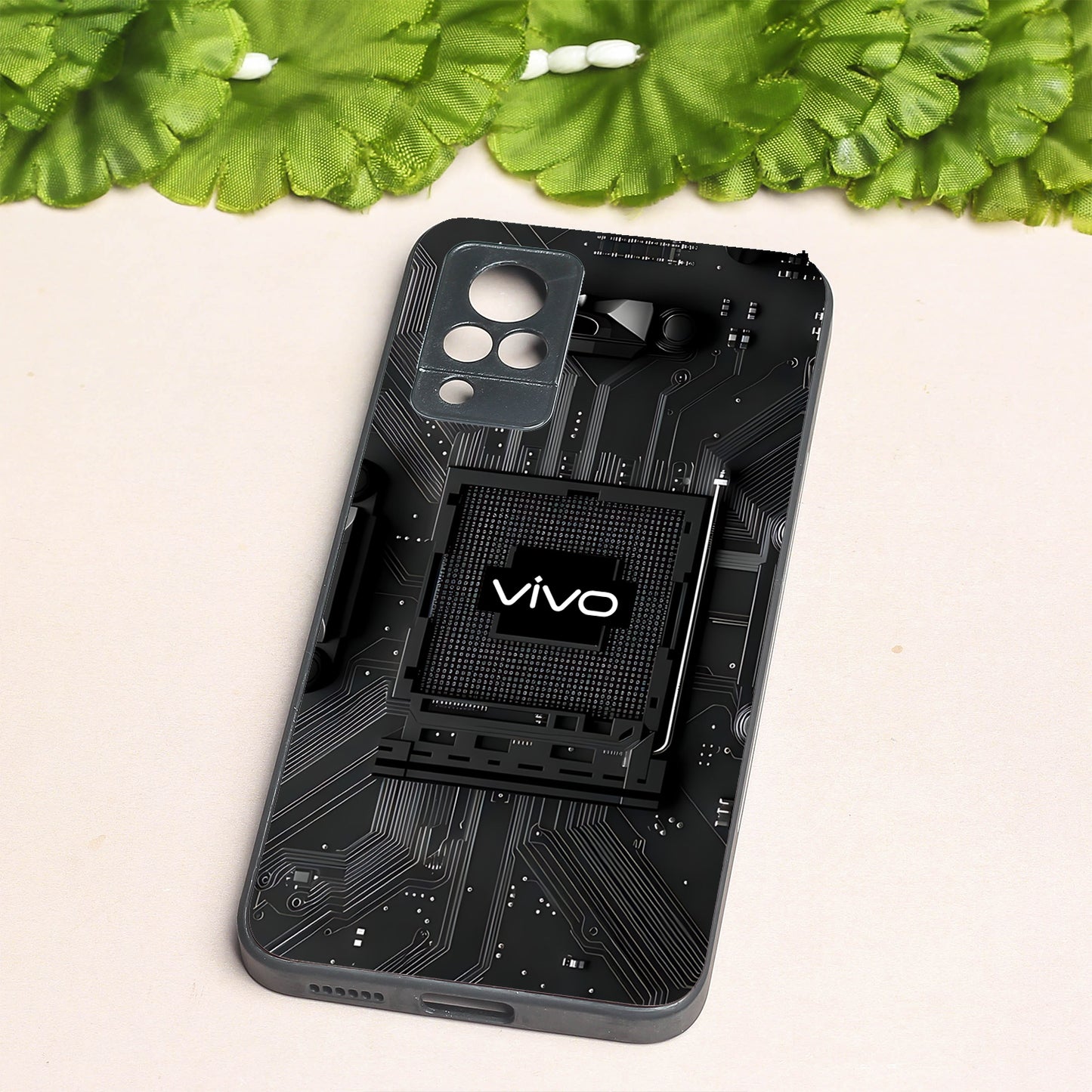 Microchip metal back case for Vivo V21