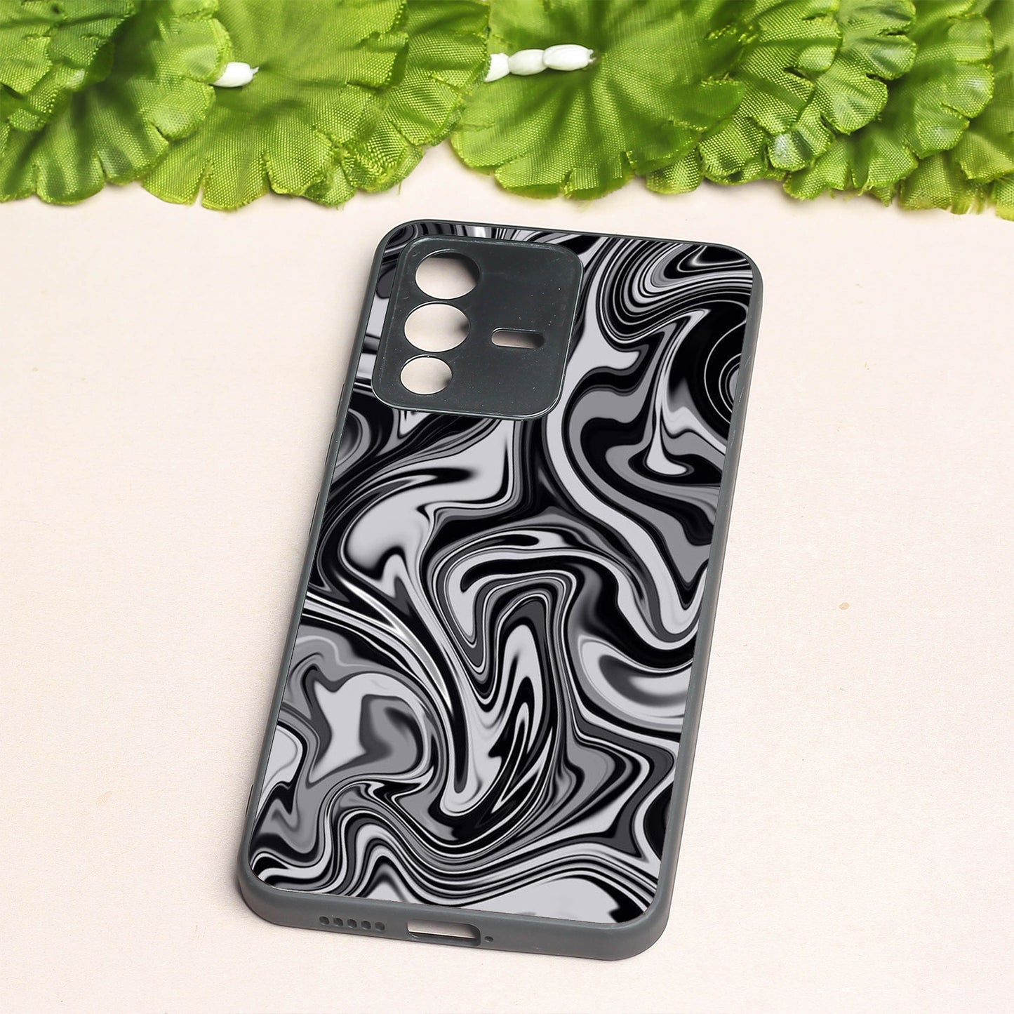 Blackout Marble metal back case for Vivo V23